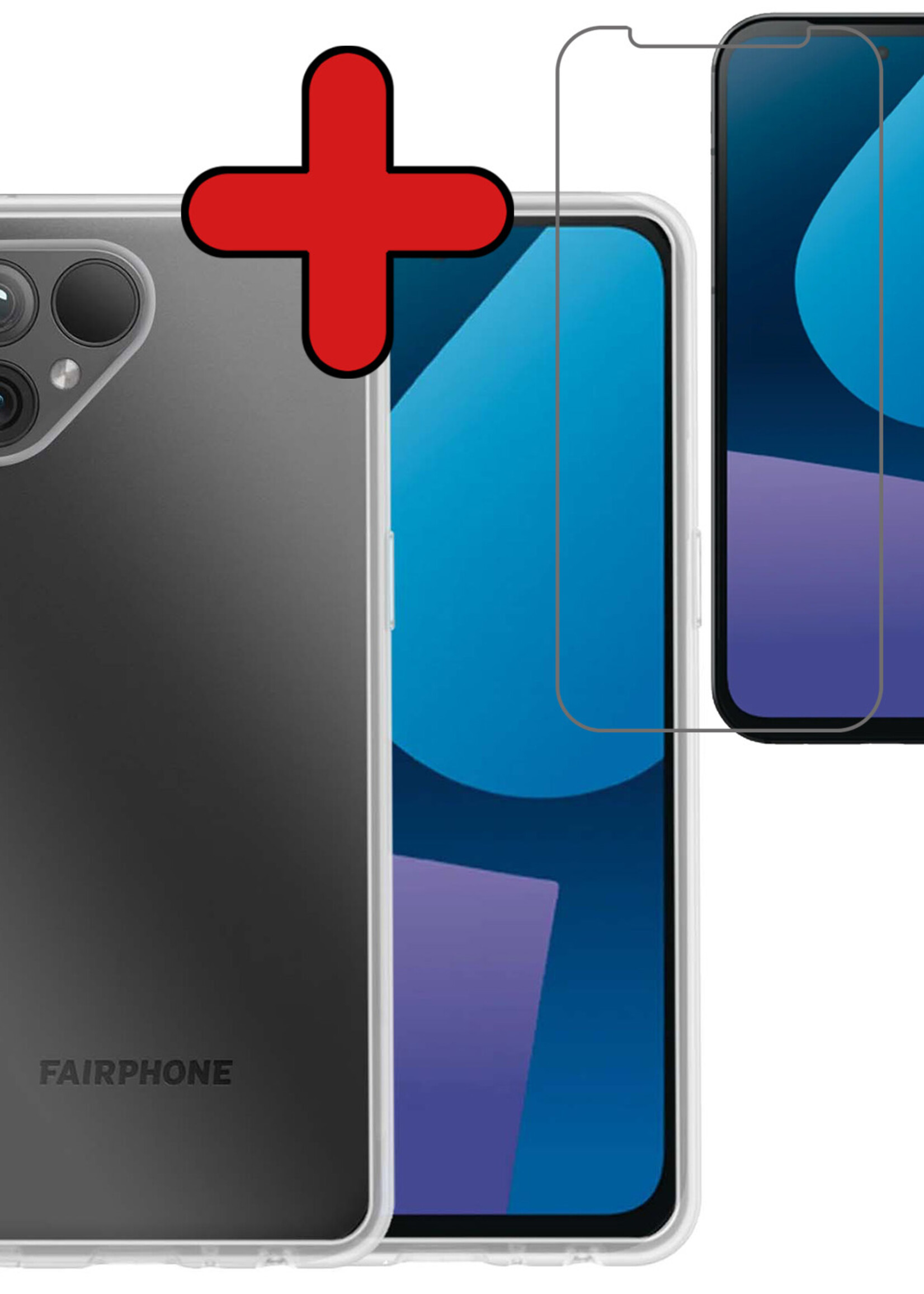 BTH Hoesje Geschikt voor Fairphone 5 Hoesje Siliconen Case Hoes Met Screenprotector - Hoes Geschikt voor Fairphone 5 Hoes Cover Case - Transparant