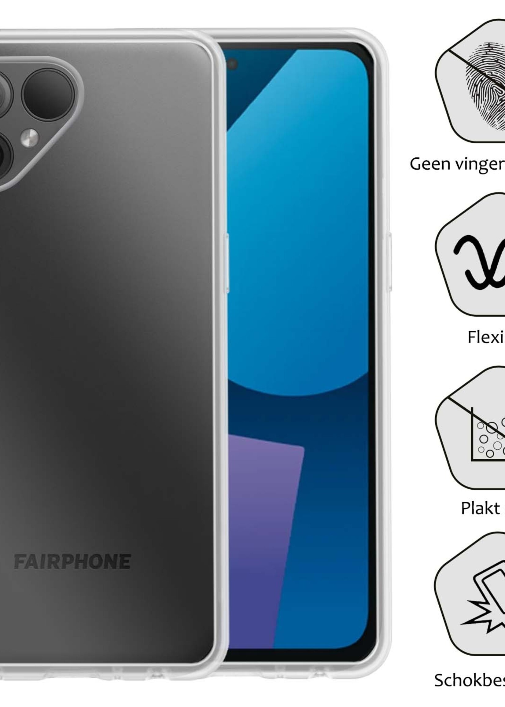 BTH Hoesje Geschikt voor Fairphone 5 Hoesje Siliconen Case Hoes Met Screenprotector - Hoes Geschikt voor Fairphone 5 Hoes Cover Case - Transparant