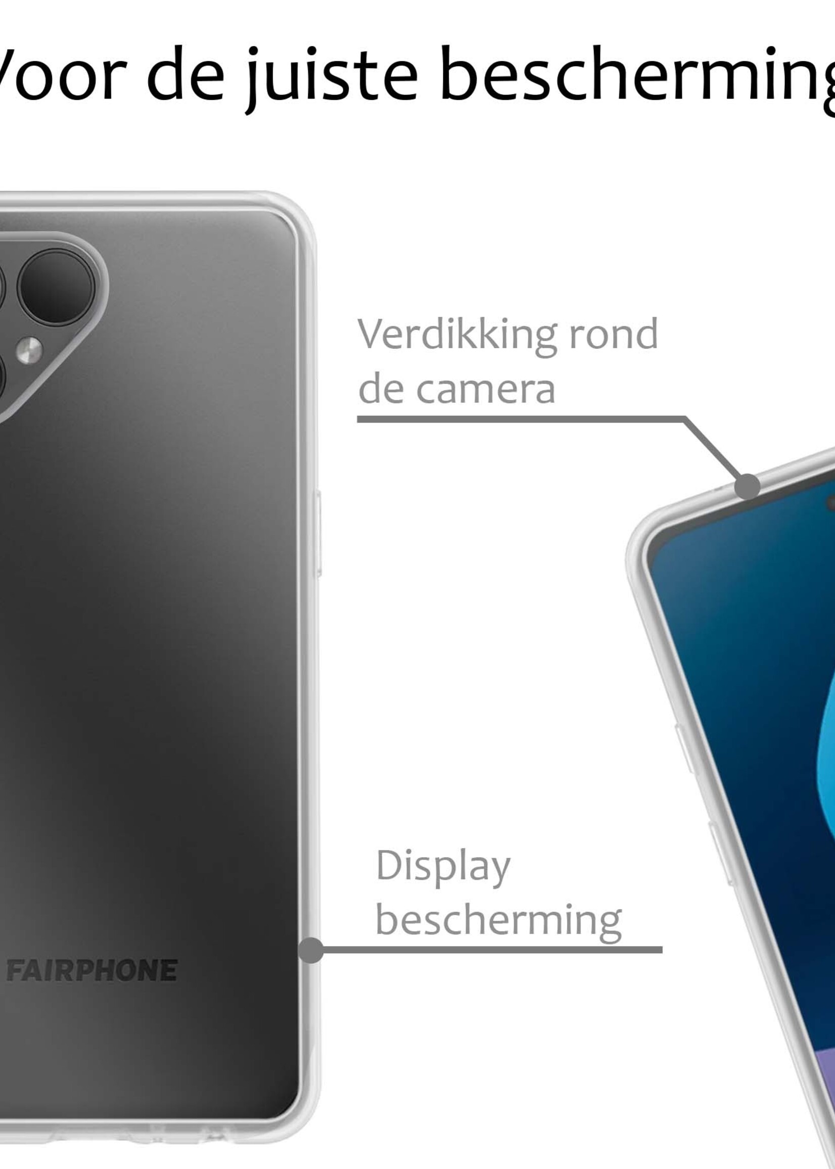 BTH Hoesje Geschikt voor Fairphone 5 Hoesje Siliconen Case Hoes Met Screenprotector - Hoes Geschikt voor Fairphone 5 Hoes Cover Case - Transparant