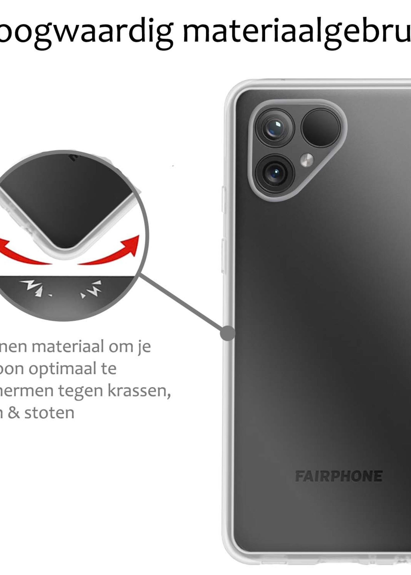 BTH Hoesje Geschikt voor Fairphone 5 Hoesje Siliconen Case Hoes Met Screenprotector - Hoes Geschikt voor Fairphone 5 Hoes Cover Case - Transparant