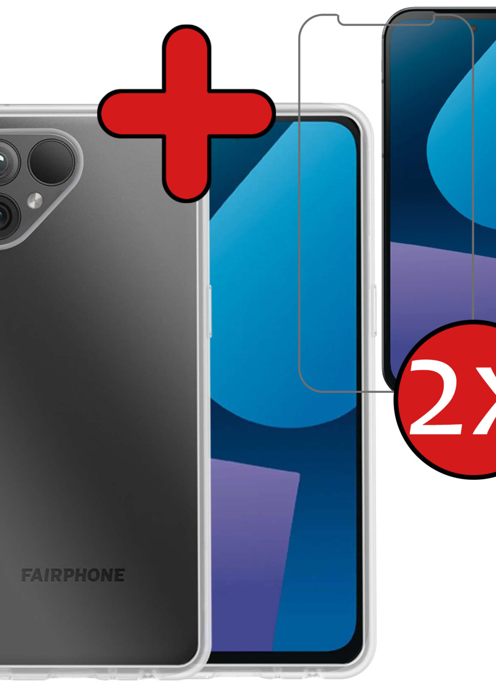 BTH Hoesje Geschikt voor Fairphone 5 Hoesje Siliconen Case Hoes Met 2x Screenprotector - Hoes Geschikt voor Fairphone 5 Hoes Cover Case - Transparant