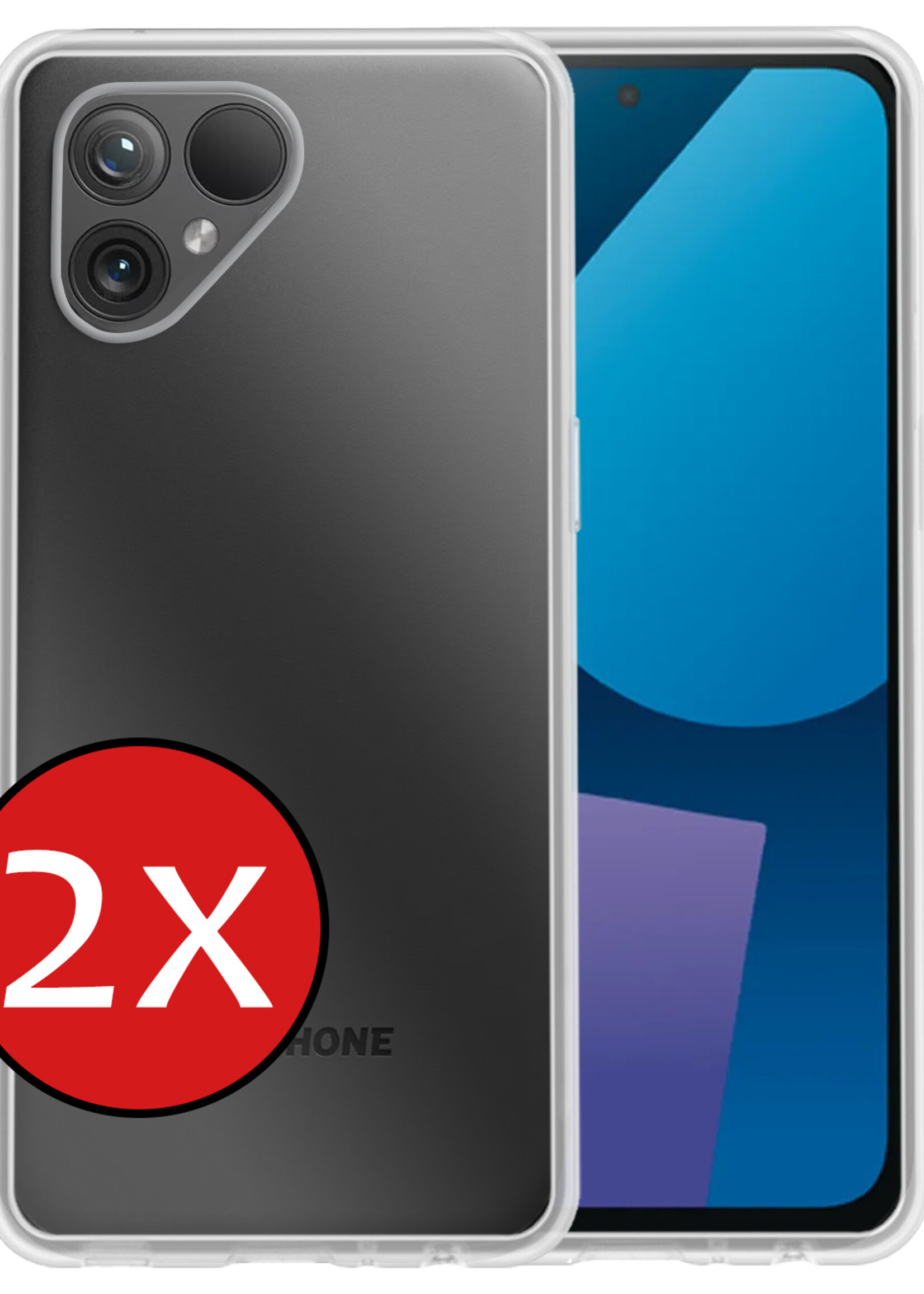 BTH Hoesje Geschikt voor Fairphone 5 Hoesje Siliconen Case Hoes - Hoes Geschikt voor Fairphone 5 Hoes Cover Case - Transparant - 2 PACK