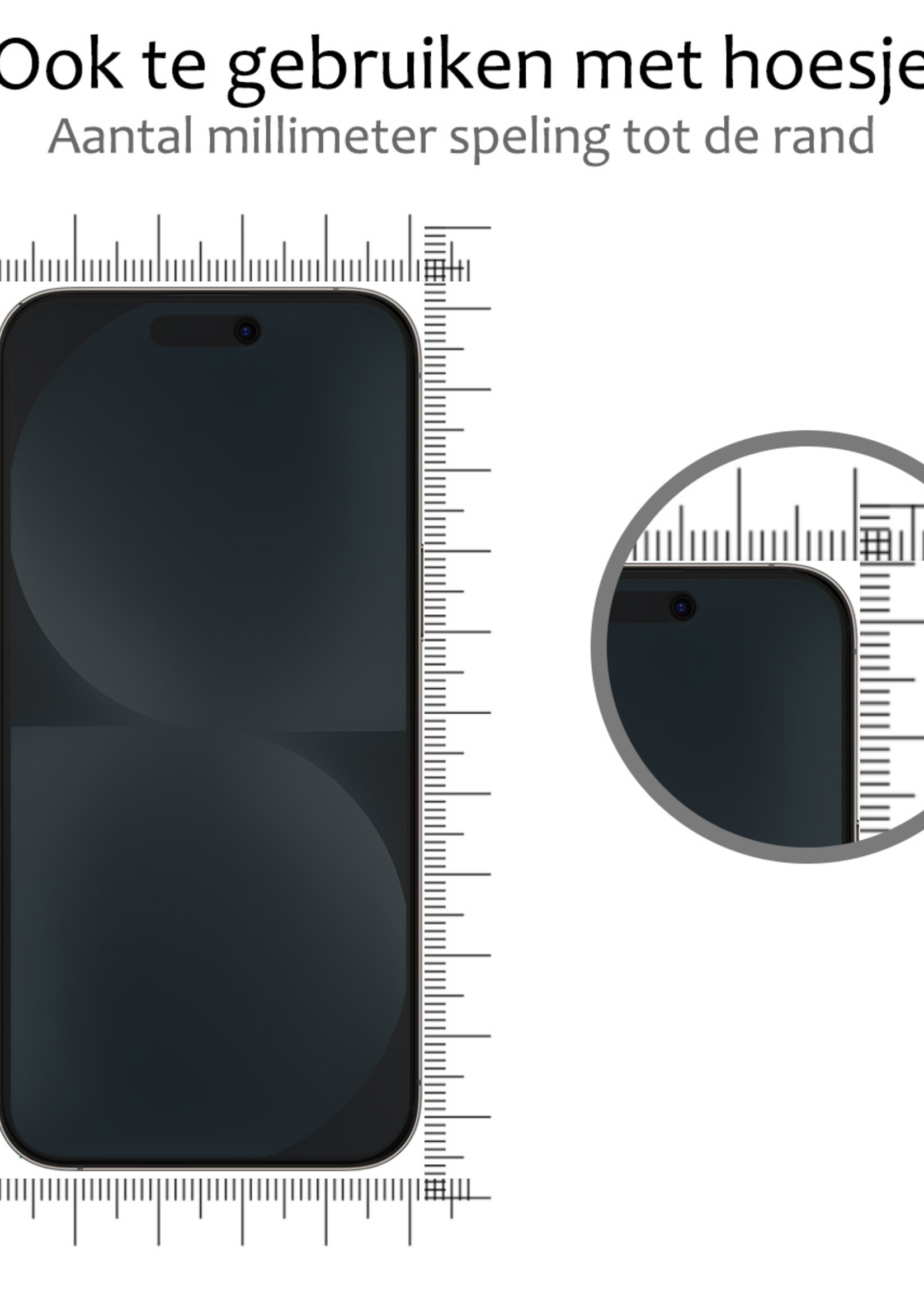BTH Screenprotector Geschikt voor iPhone 15 Screenprotector Privacy Glas Gehard Full Cover - Screenprotector Geschikt voor iPhone 15 Screenprotector Privacy Tempered Glass - 2 PACK