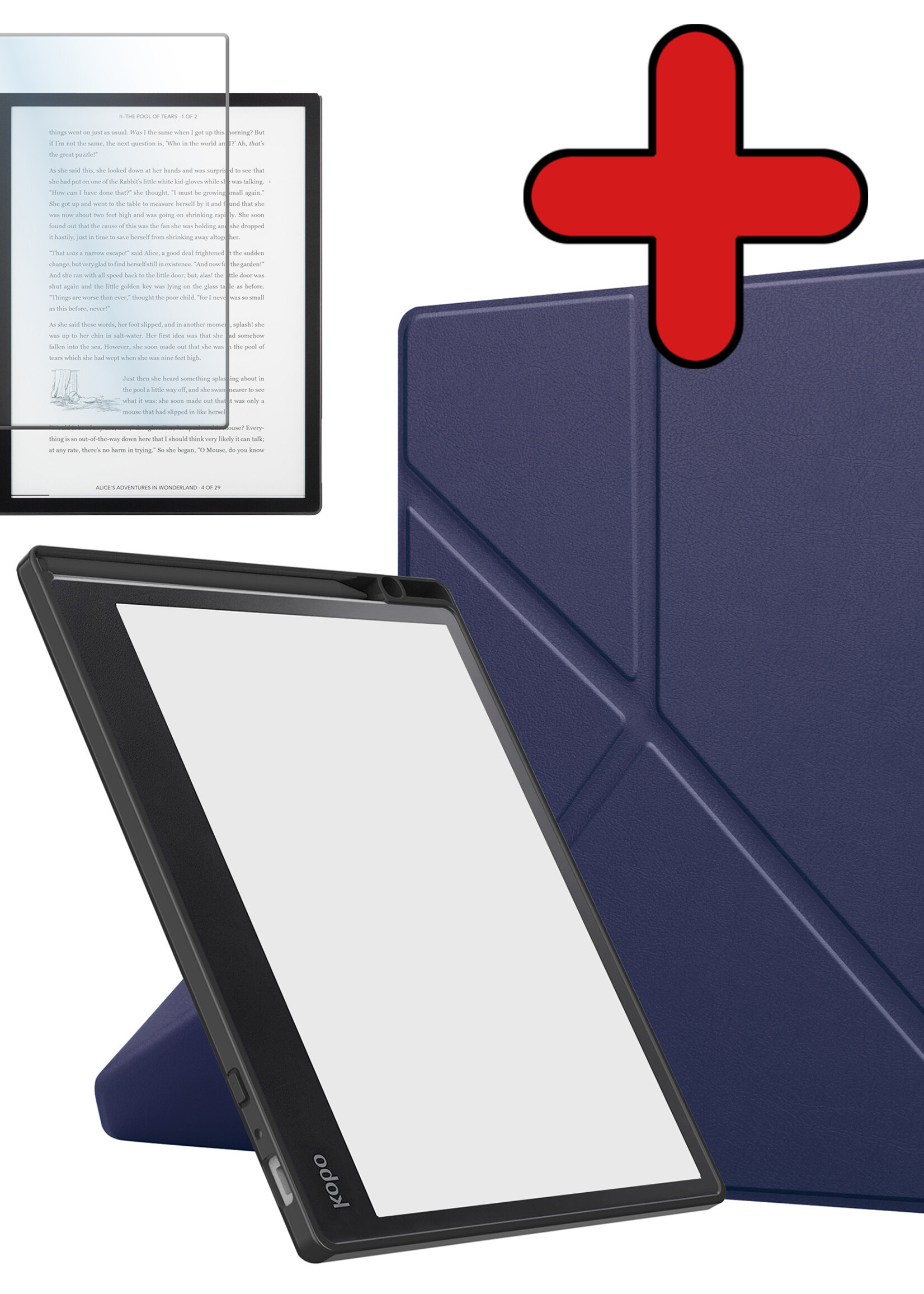 BTH Hoesje Geschikt voor Kobo Elipsa 2E Hoesje Luxe Bescherm Case Met Screenprotector - Hoes Geschikt voor Kobo Elipsa 2E Hoes Book Cover - Donkerblauw