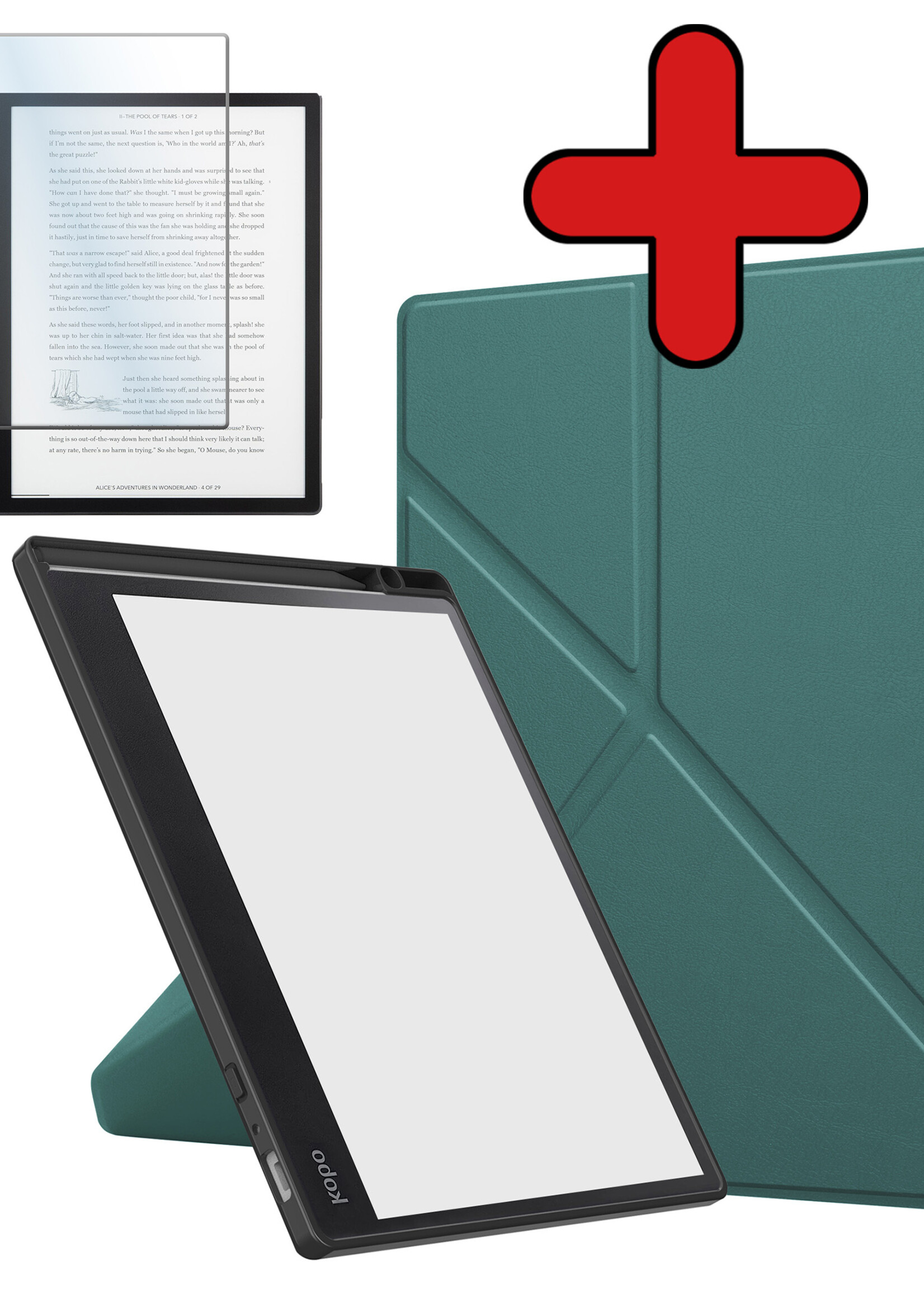 BTH Hoesje Geschikt voor Kobo Elipsa 2E Hoesje Luxe Bescherm Case Met Screenprotector - Hoes Geschikt voor Kobo Elipsa 2E Hoes Book Cover - Donkergroen