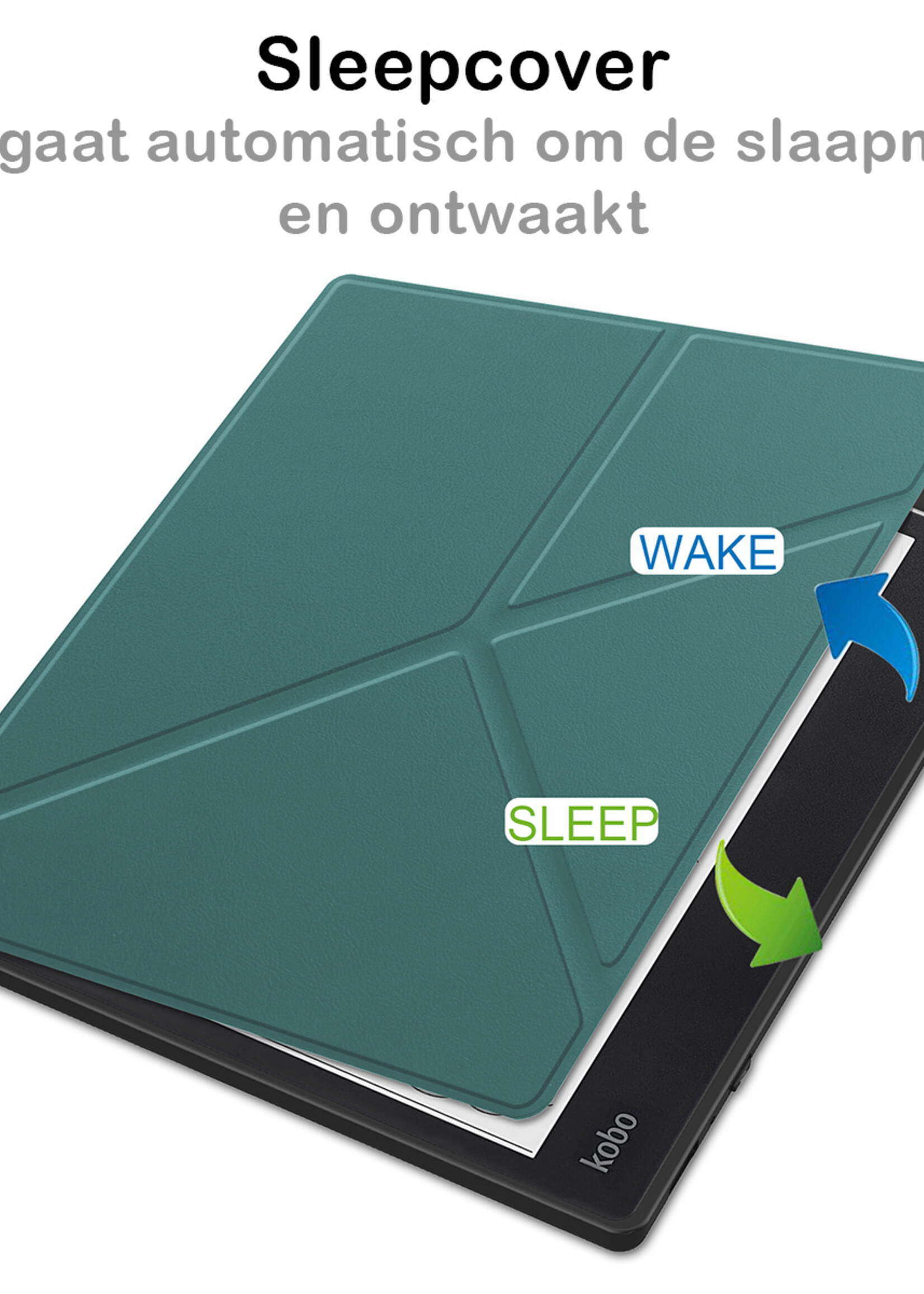 BTH Hoesje Geschikt voor Kobo Elipsa 2E Hoesje Luxe Bescherm Case Met Screenprotector - Hoes Geschikt voor Kobo Elipsa 2E Hoes Book Cover - Donkergroen
