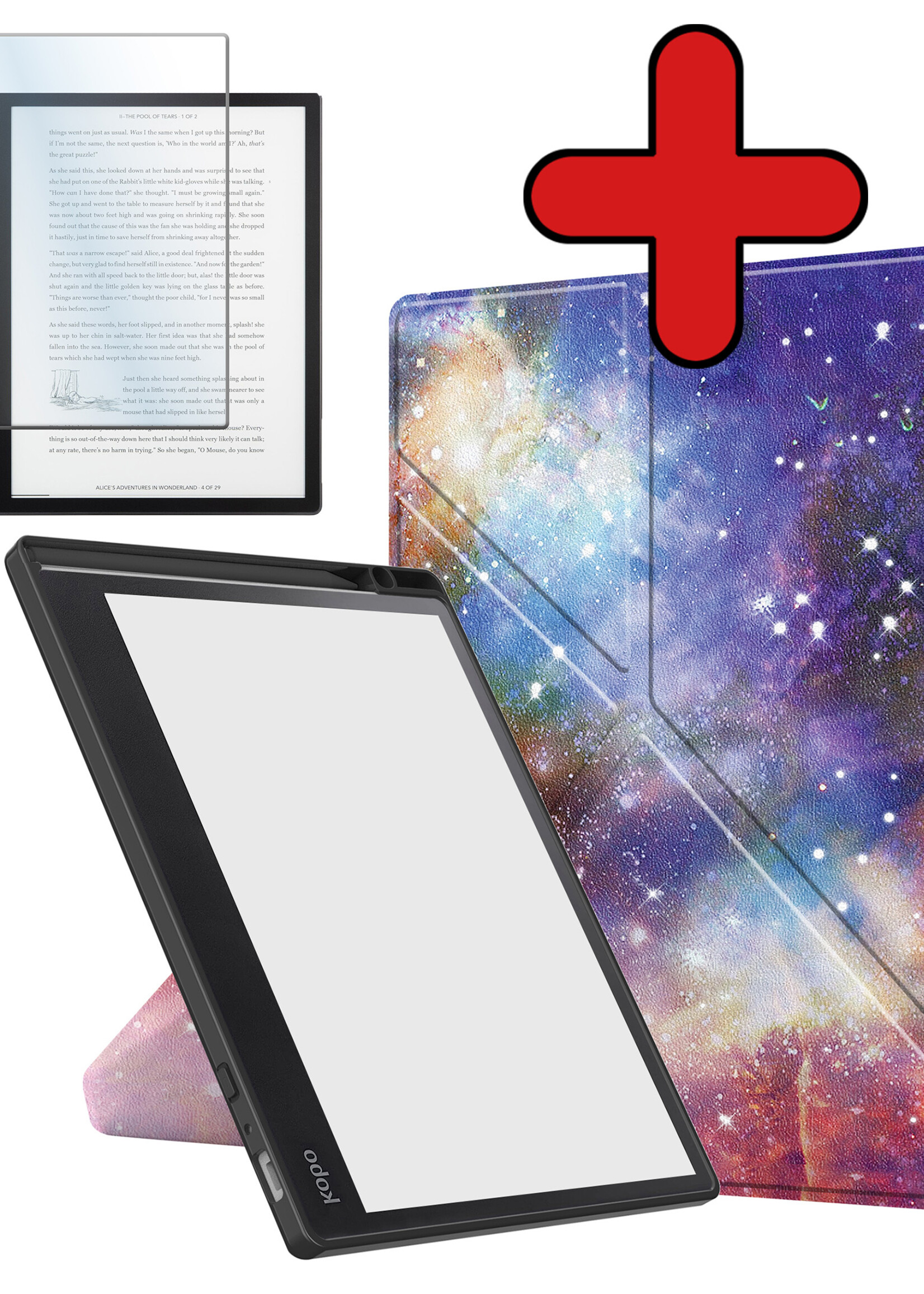 BTH Hoesje Geschikt voor Kobo Elipsa 2E Hoesje Luxe Bescherm Case Met Screenprotector - Hoes Geschikt voor Kobo Elipsa 2E Hoes Book Cover - Galaxy