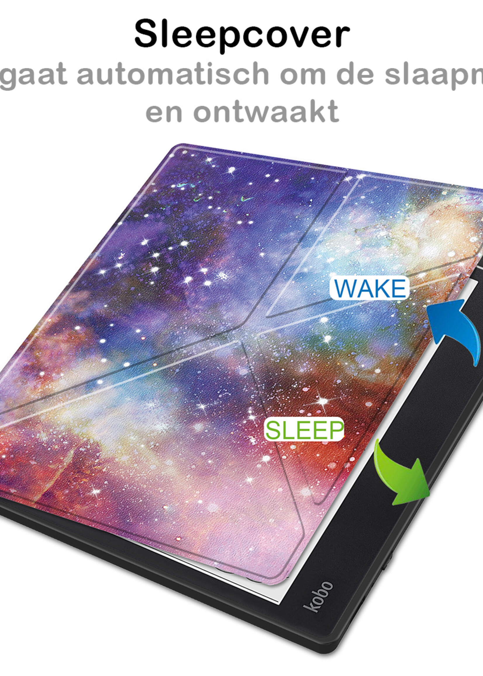 BTH Hoesje Geschikt voor Kobo Elipsa 2E Hoesje Luxe Bescherm Case Met Screenprotector - Hoes Geschikt voor Kobo Elipsa 2E Hoes Book Cover - Galaxy
