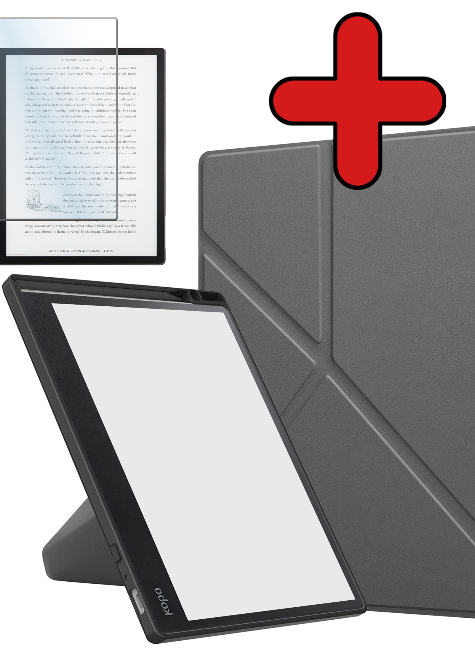 BTH Hoesje Geschikt voor Kobo Elipsa 2E Hoesje Luxe Bescherm Case Met Screenprotector - Hoes Geschikt voor Kobo Elipsa 2E Hoes Book Cover - Grijs