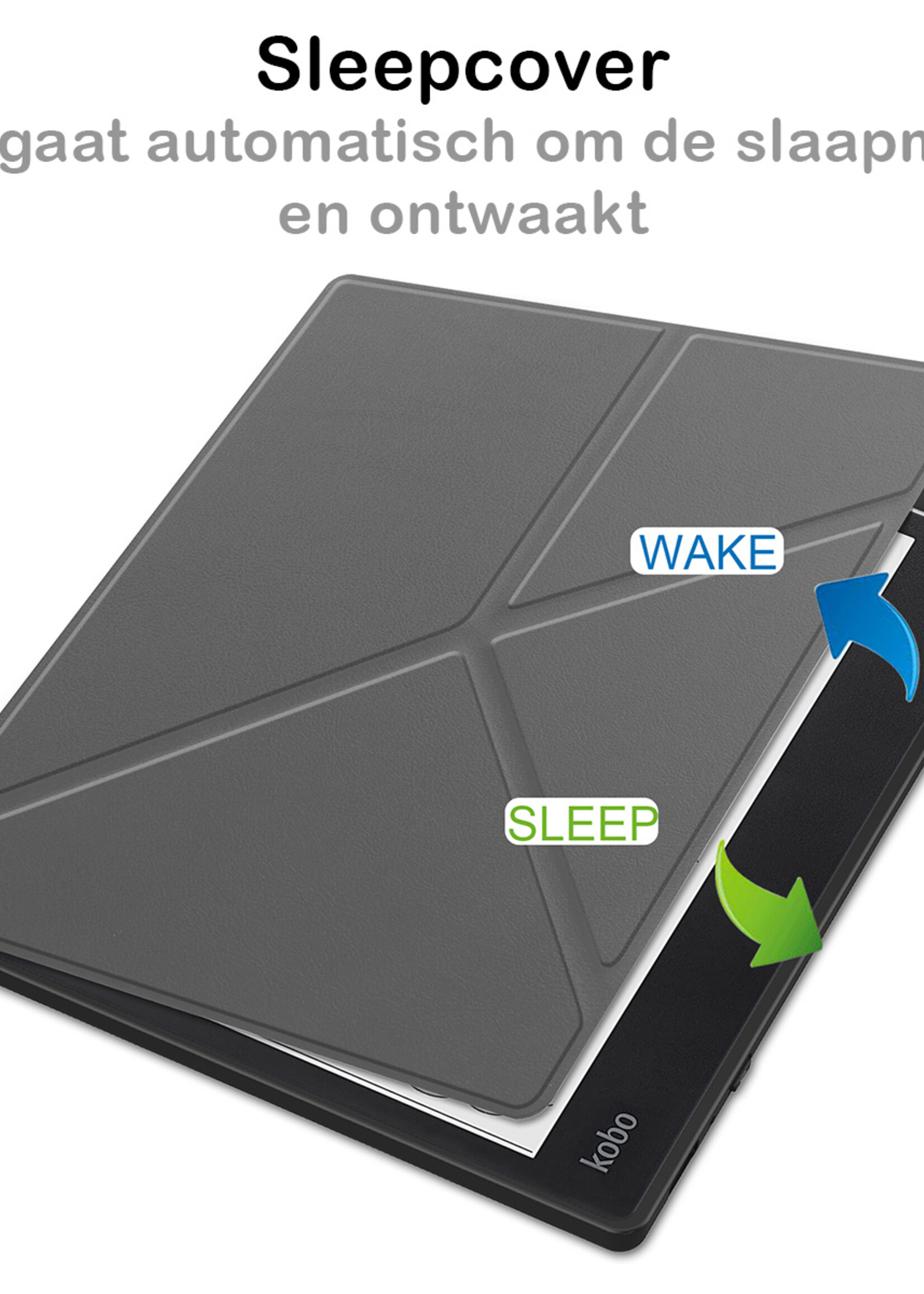 BTH Hoesje Geschikt voor Kobo Elipsa 2E Hoesje Luxe Bescherm Case Met Screenprotector - Hoes Geschikt voor Kobo Elipsa 2E Hoes Book Cover - Grijs