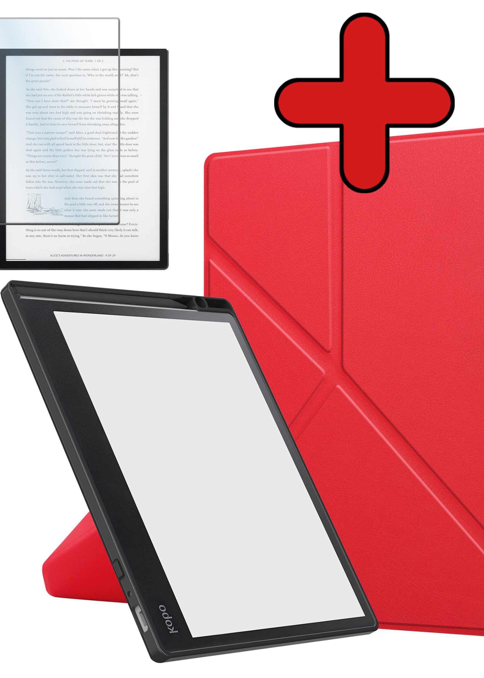 BTH Hoesje Geschikt voor Kobo Elipsa 2E Hoesje Luxe Bescherm Case Met Screenprotector - Hoes Geschikt voor Kobo Elipsa 2E Hoes Book Cover - Rood