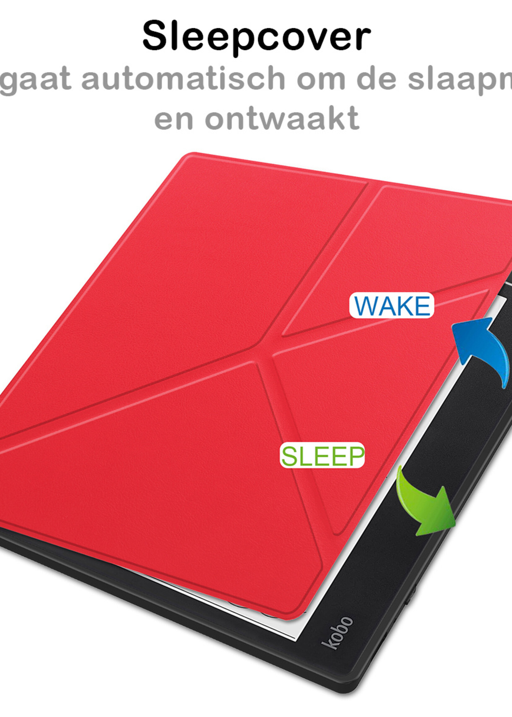 BTH Hoesje Geschikt voor Kobo Elipsa 2E Hoesje Luxe Bescherm Case Met Screenprotector - Hoes Geschikt voor Kobo Elipsa 2E Hoes Book Cover - Rood