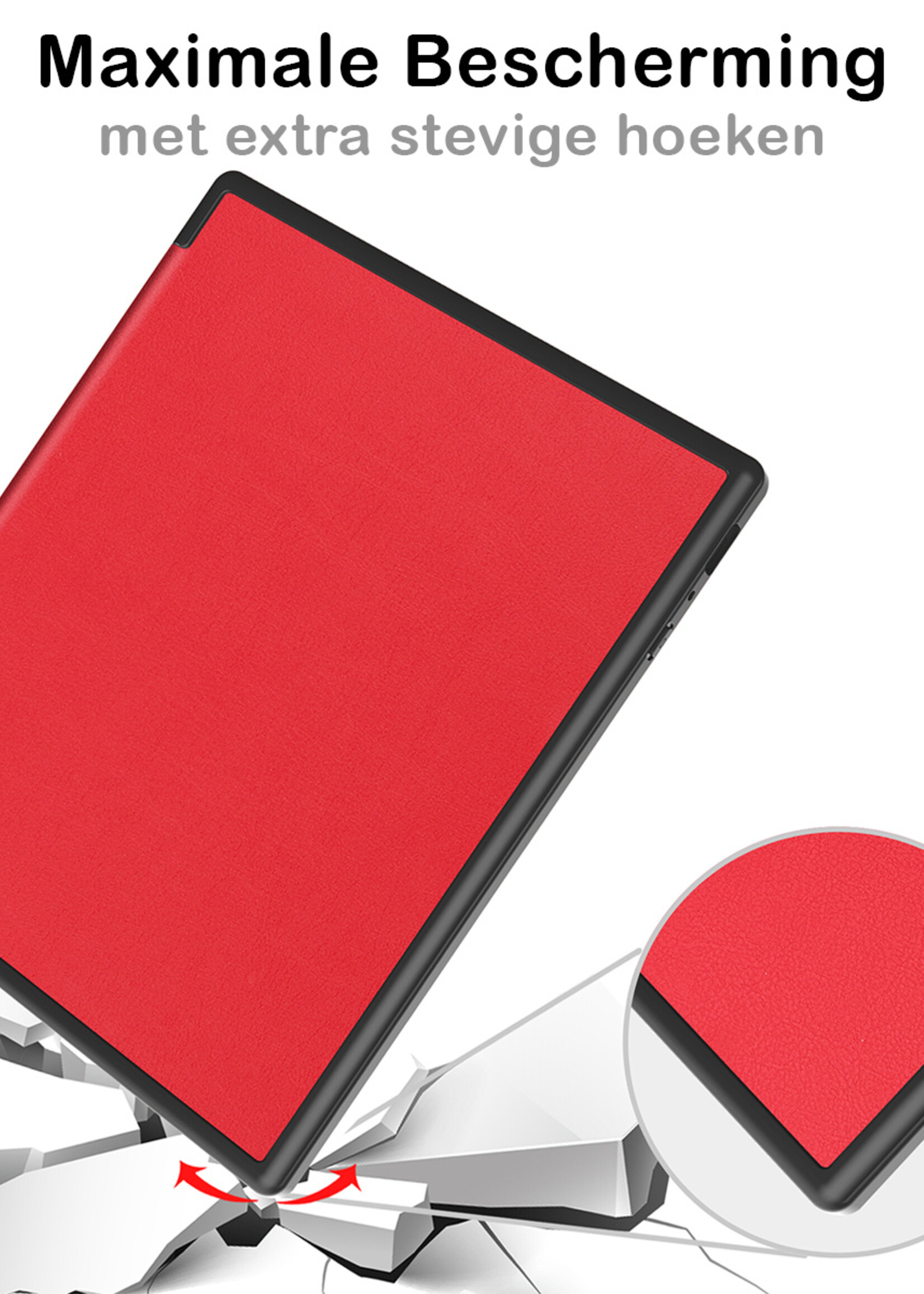 BTH Hoesje Geschikt voor Kobo Elipsa 2E Hoesje Luxe Bescherm Case Met Screenprotector - Hoes Geschikt voor Kobo Elipsa 2E Hoes Book Cover - Rood