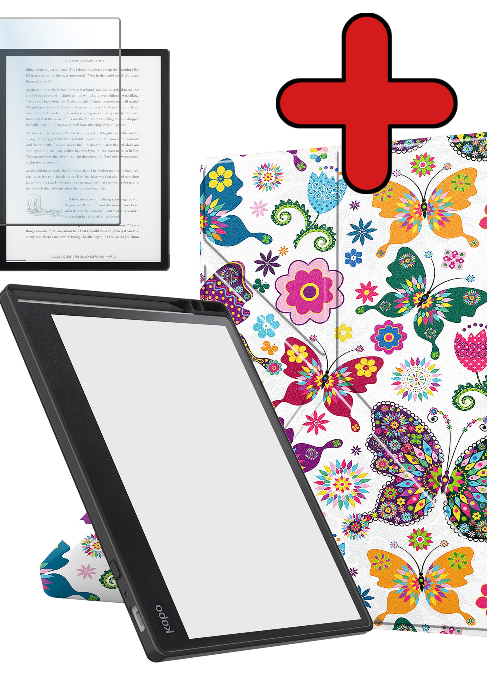 BTH Hoesje Geschikt voor Kobo Elipsa 2E Hoesje Luxe Bescherm Case Met Screenprotector - Hoes Geschikt voor Kobo Elipsa 2E Hoes Book Cover - Vlinders