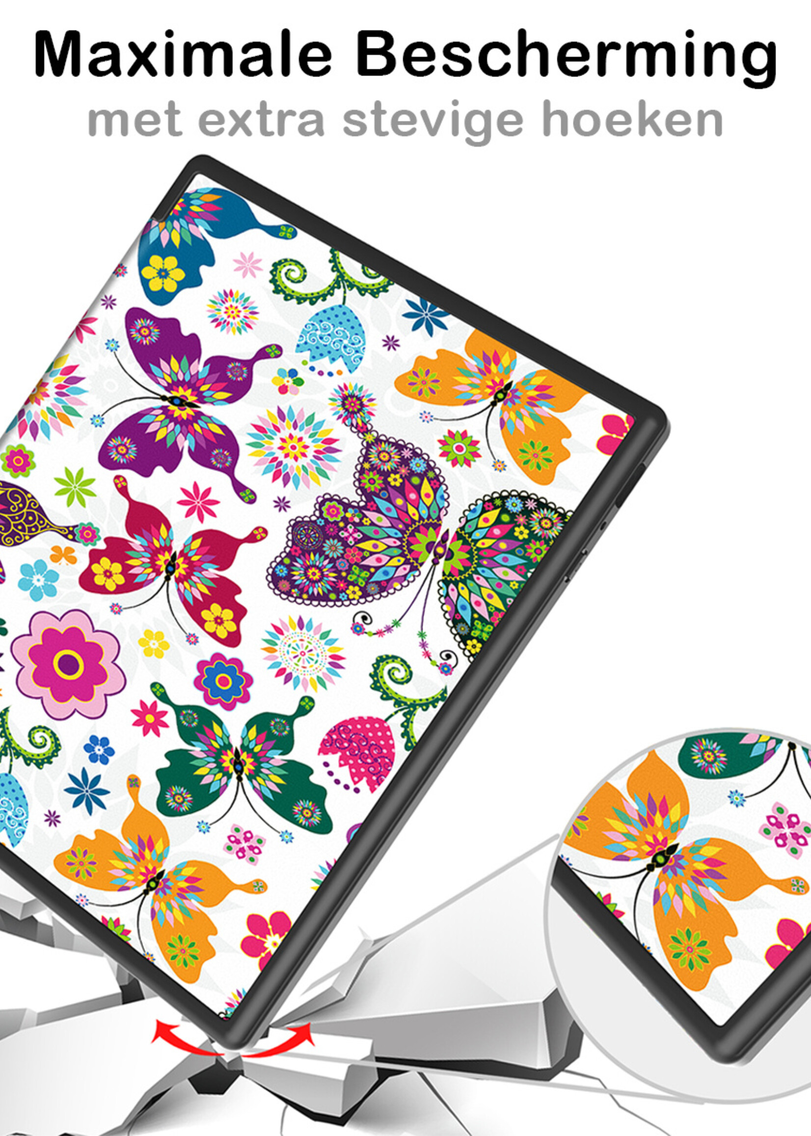 BTH Hoesje Geschikt voor Kobo Elipsa 2E Hoesje Luxe Bescherm Case Met Screenprotector - Hoes Geschikt voor Kobo Elipsa 2E Hoes Book Cover - Vlinders