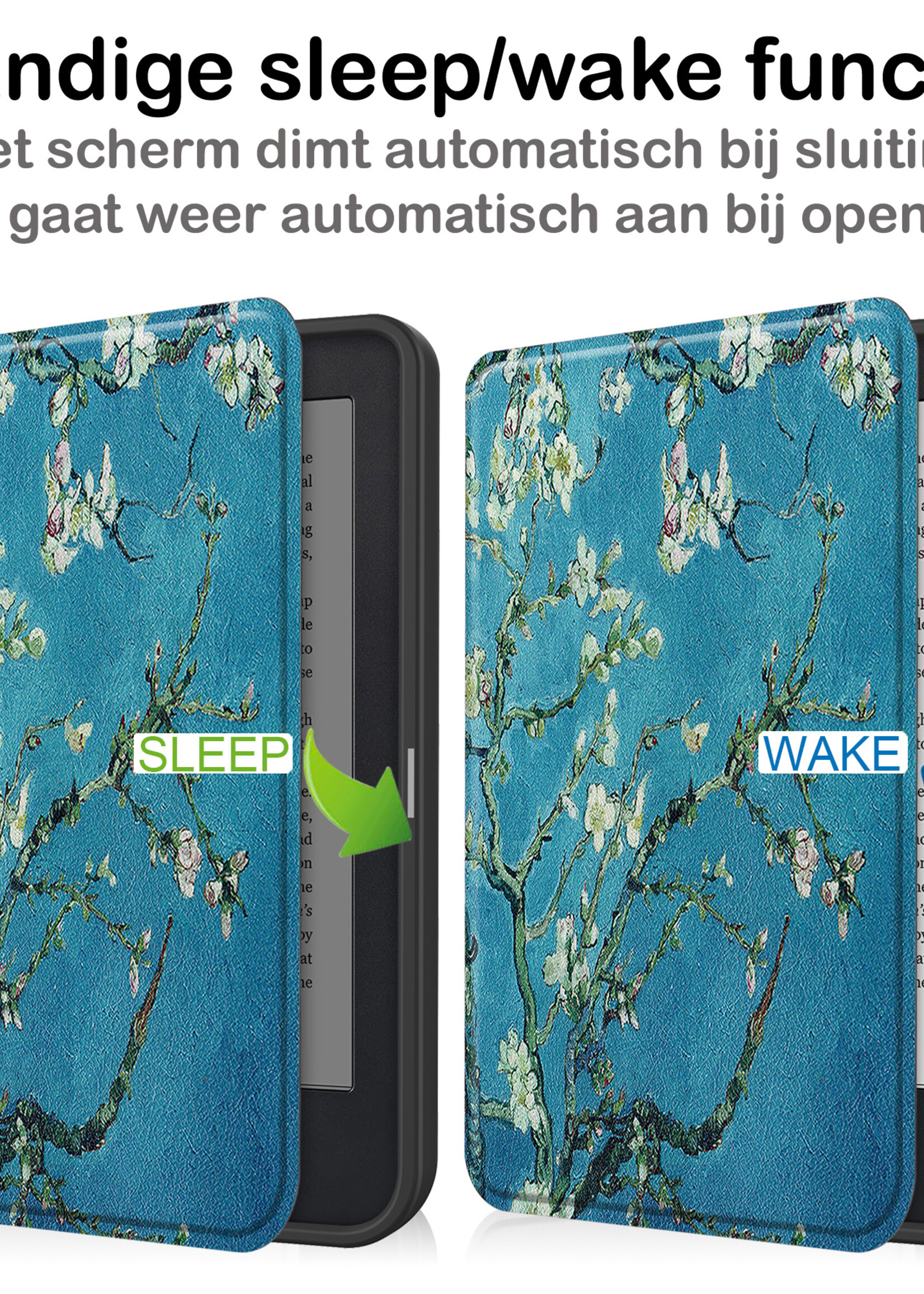 BTH Hoesje Geschikt voor Kobo Clara 2E Hoesje Luxe Bescherm Case Met Screenprotector - Hoes Geschikt voor Kobo Clara 2E Hoes Book Cover - Bloesem