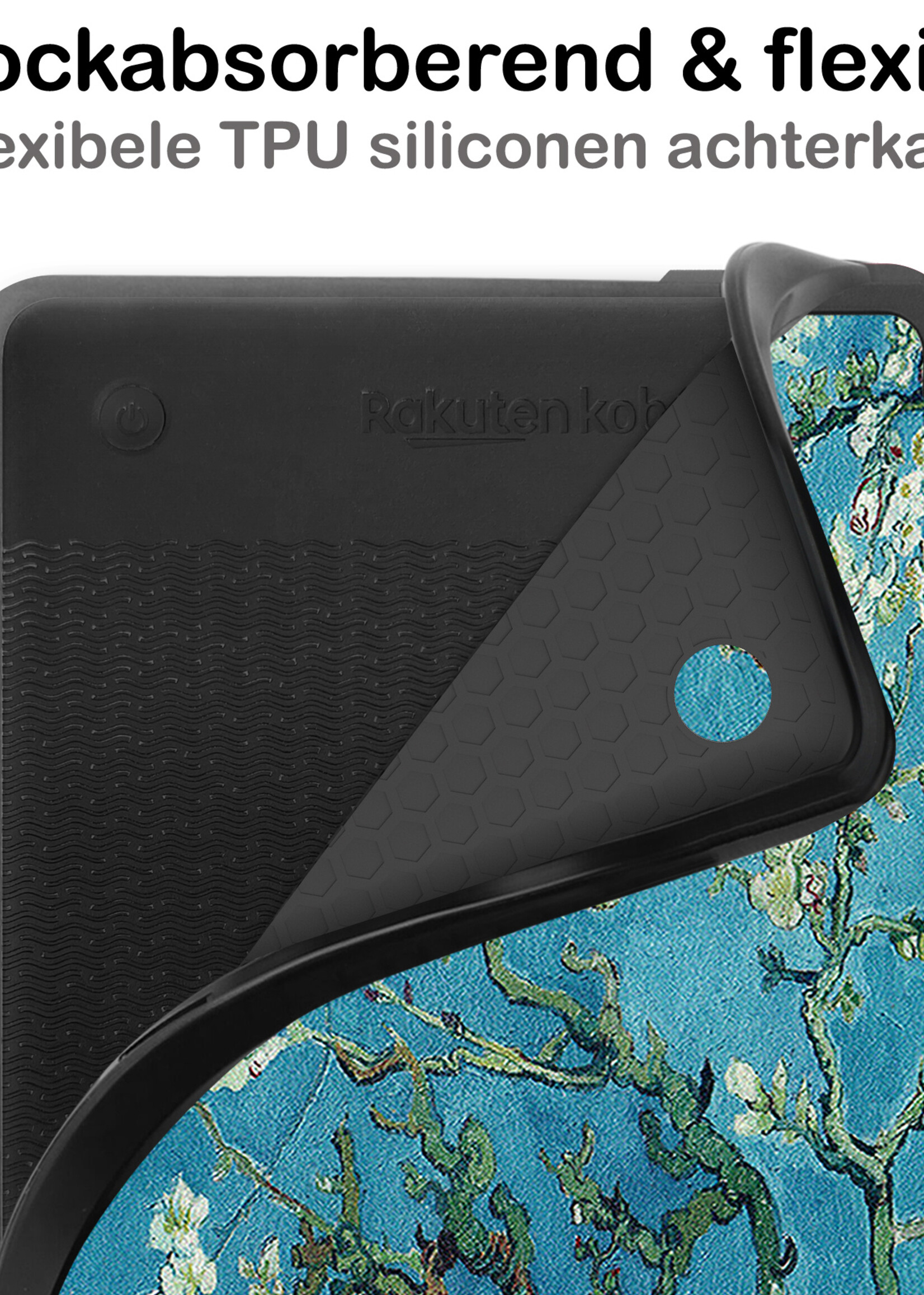 BTH Hoesje Geschikt voor Kobo Clara 2E Hoesje Luxe Bescherm Case Met Screenprotector - Hoes Geschikt voor Kobo Clara 2E Hoes Book Cover - Bloesem