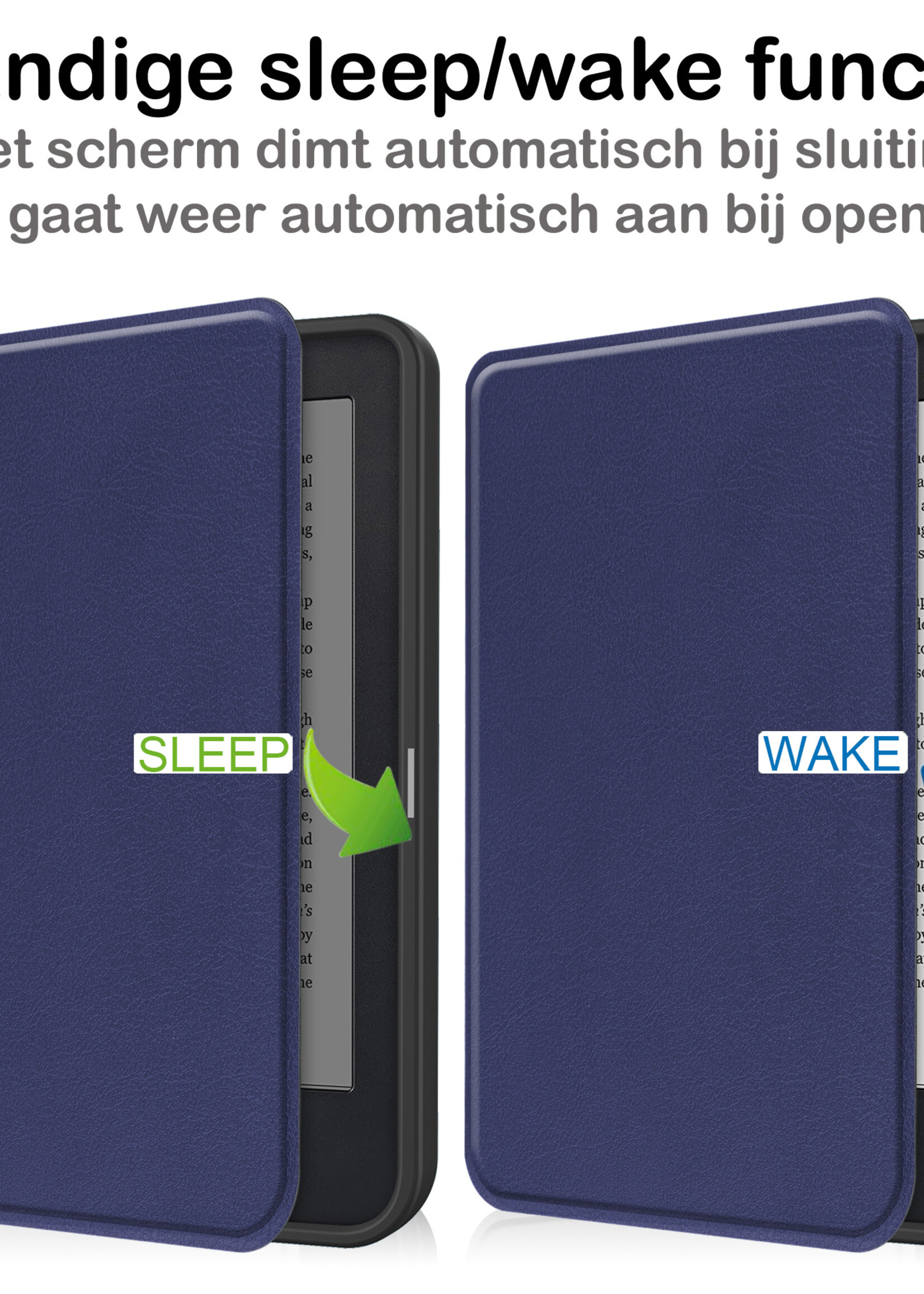 BTH Hoesje Geschikt voor Kobo Clara 2E Hoesje Luxe Bescherm Case Met Screenprotector - Hoes Geschikt voor Kobo Clara 2E Hoes Book Cover - Donkerblauw