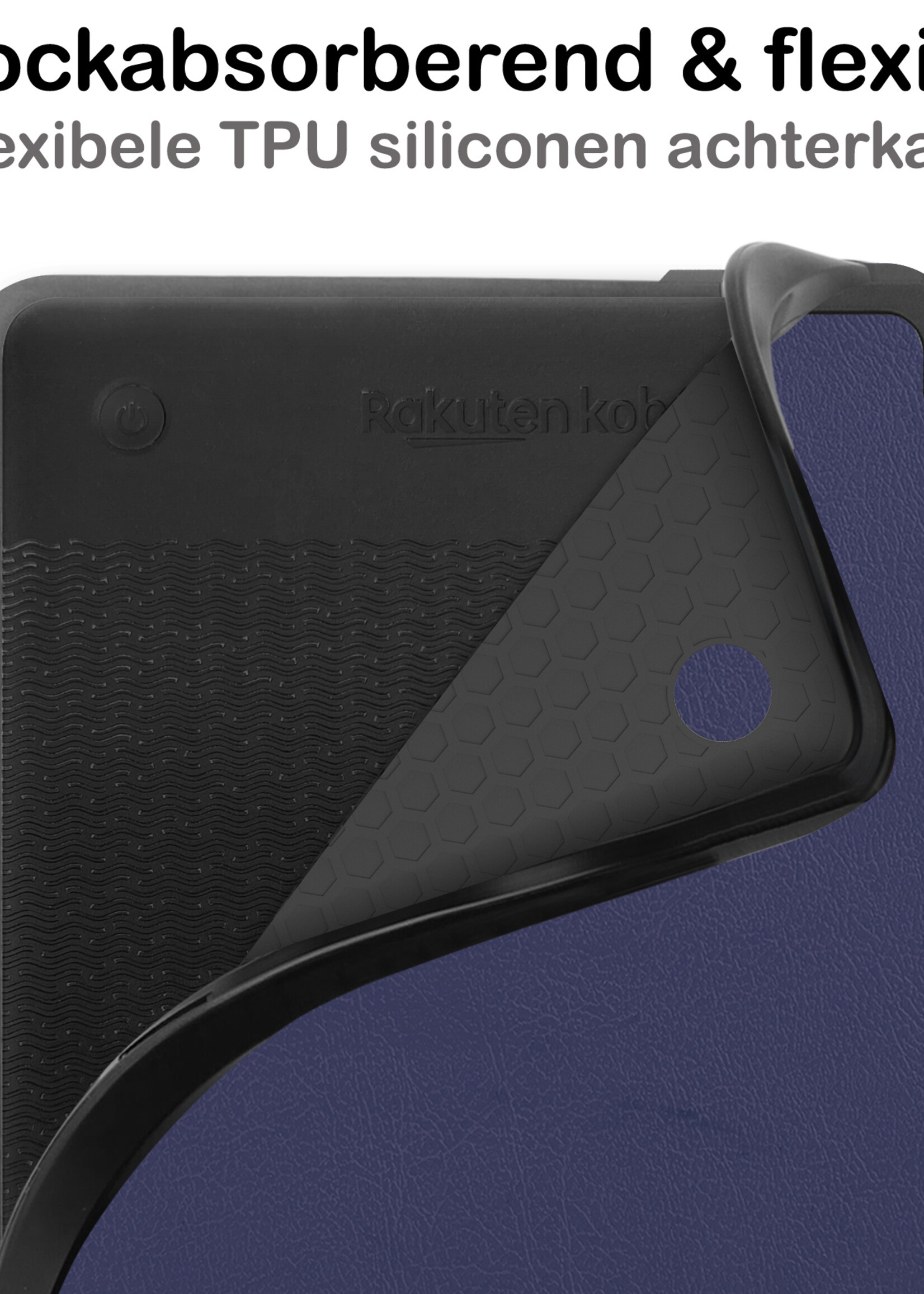 BTH Hoesje Geschikt voor Kobo Clara 2E Hoesje Luxe Bescherm Case Met Screenprotector - Hoes Geschikt voor Kobo Clara 2E Hoes Book Cover - Donkerblauw