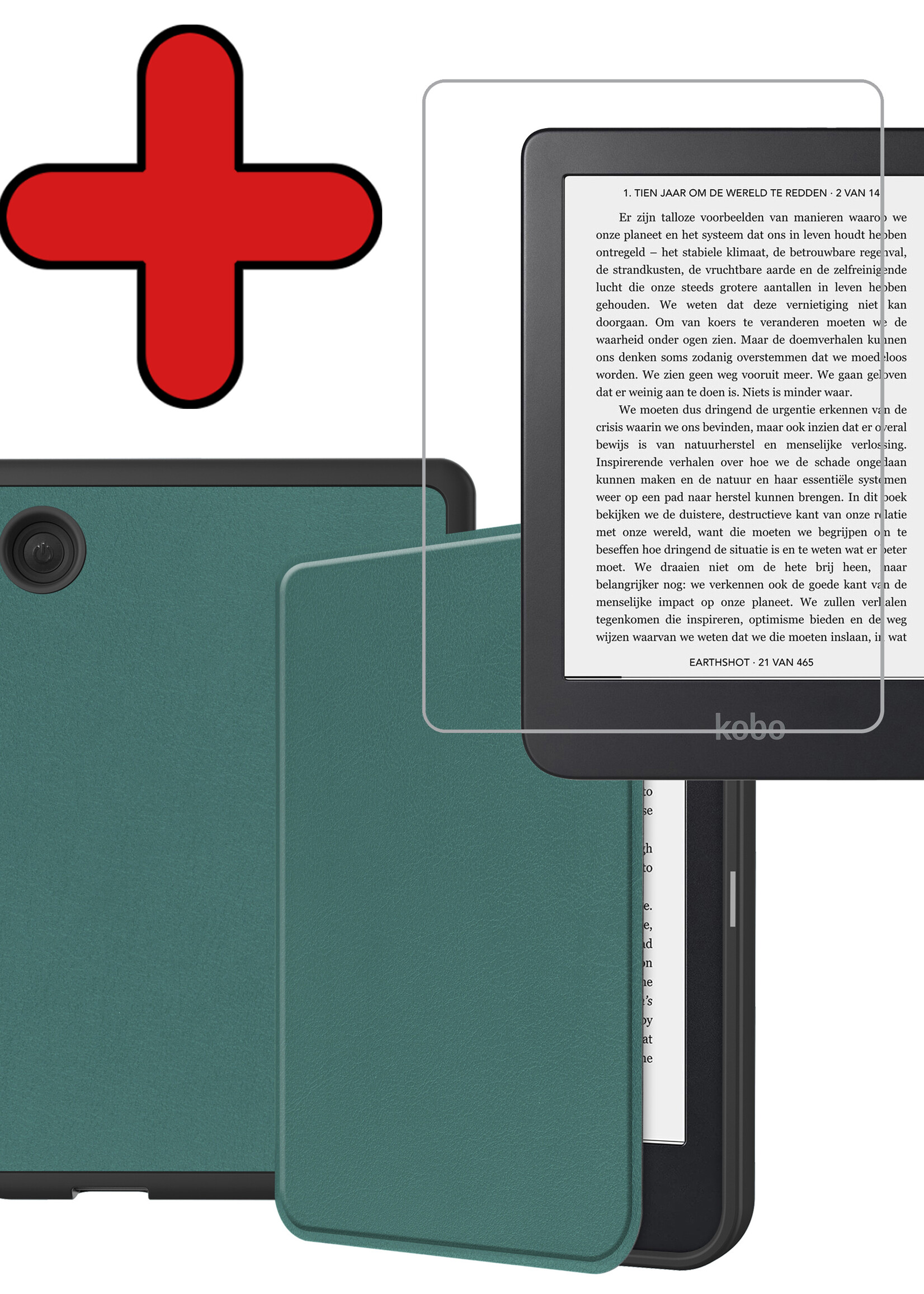 BTH Hoesje Geschikt voor Kobo Clara 2E Hoesje Luxe Bescherm Case Met Screenprotector - Hoes Geschikt voor Kobo Clara 2E Hoes Book Cover - Donkergroen