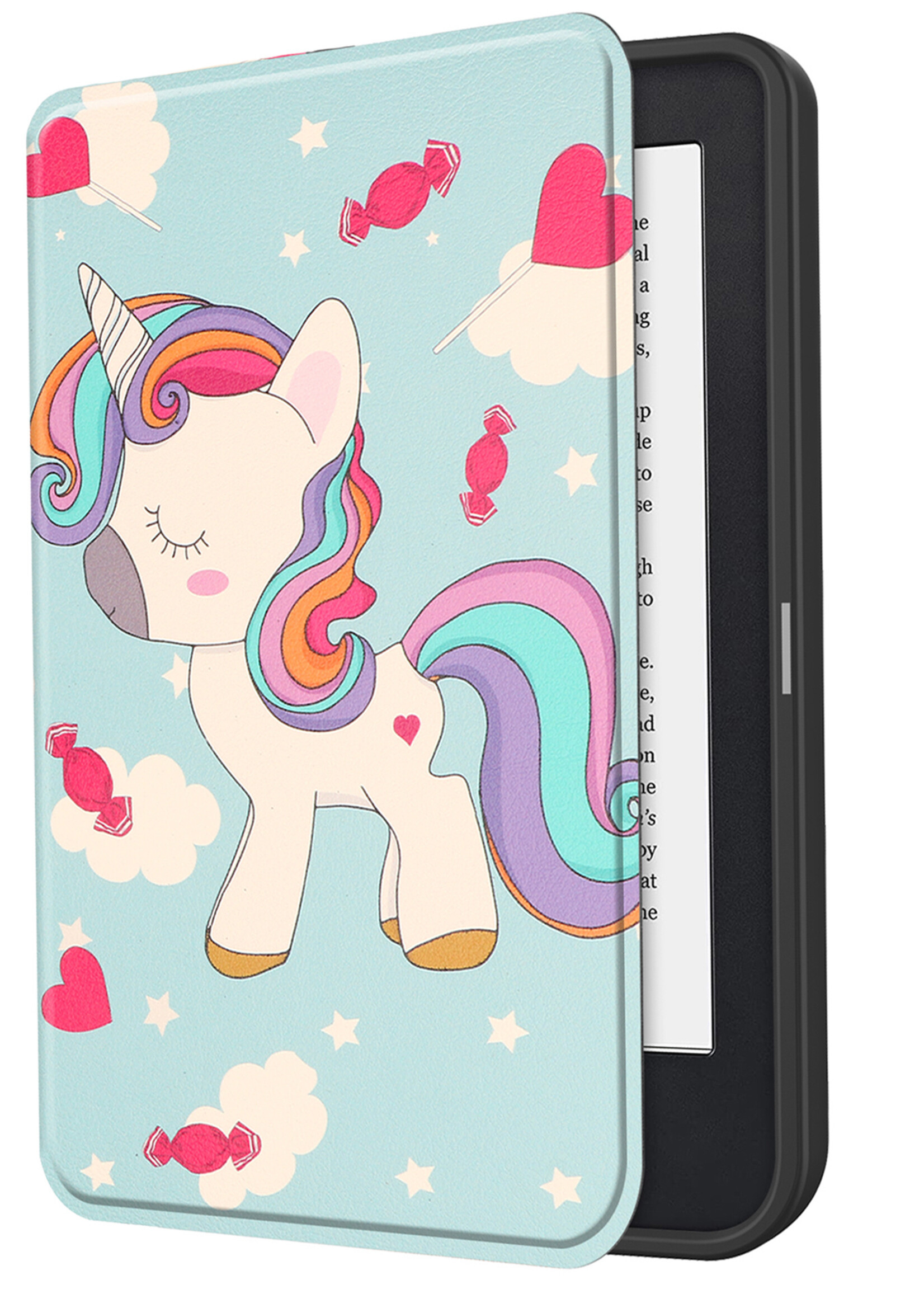 BTH Hoesje Geschikt voor Kobo Clara 2E Hoesje Luxe Bescherm Case Met Screenprotector - Hoes Geschikt voor Kobo Clara 2E Hoes Book Cover - Eenhoorn