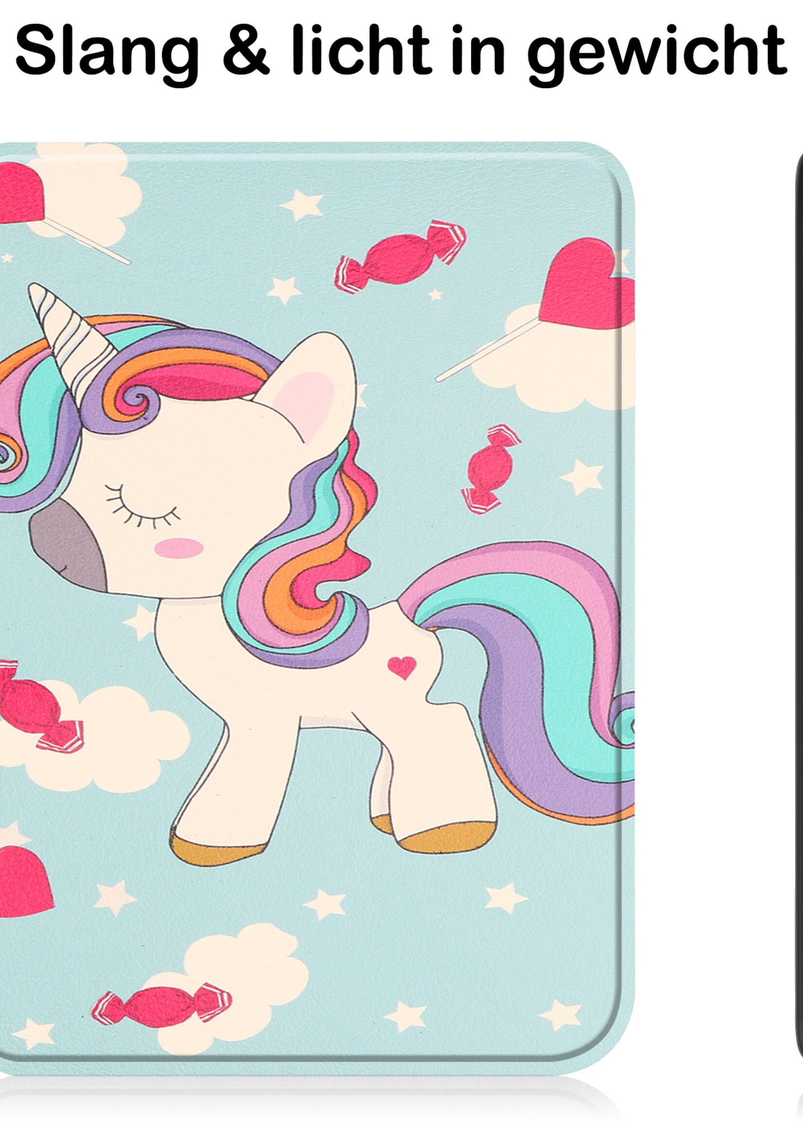 BTH Hoesje Geschikt voor Kobo Clara 2E Hoesje Luxe Bescherm Case Met Screenprotector - Hoes Geschikt voor Kobo Clara 2E Hoes Book Cover - Eenhoorn