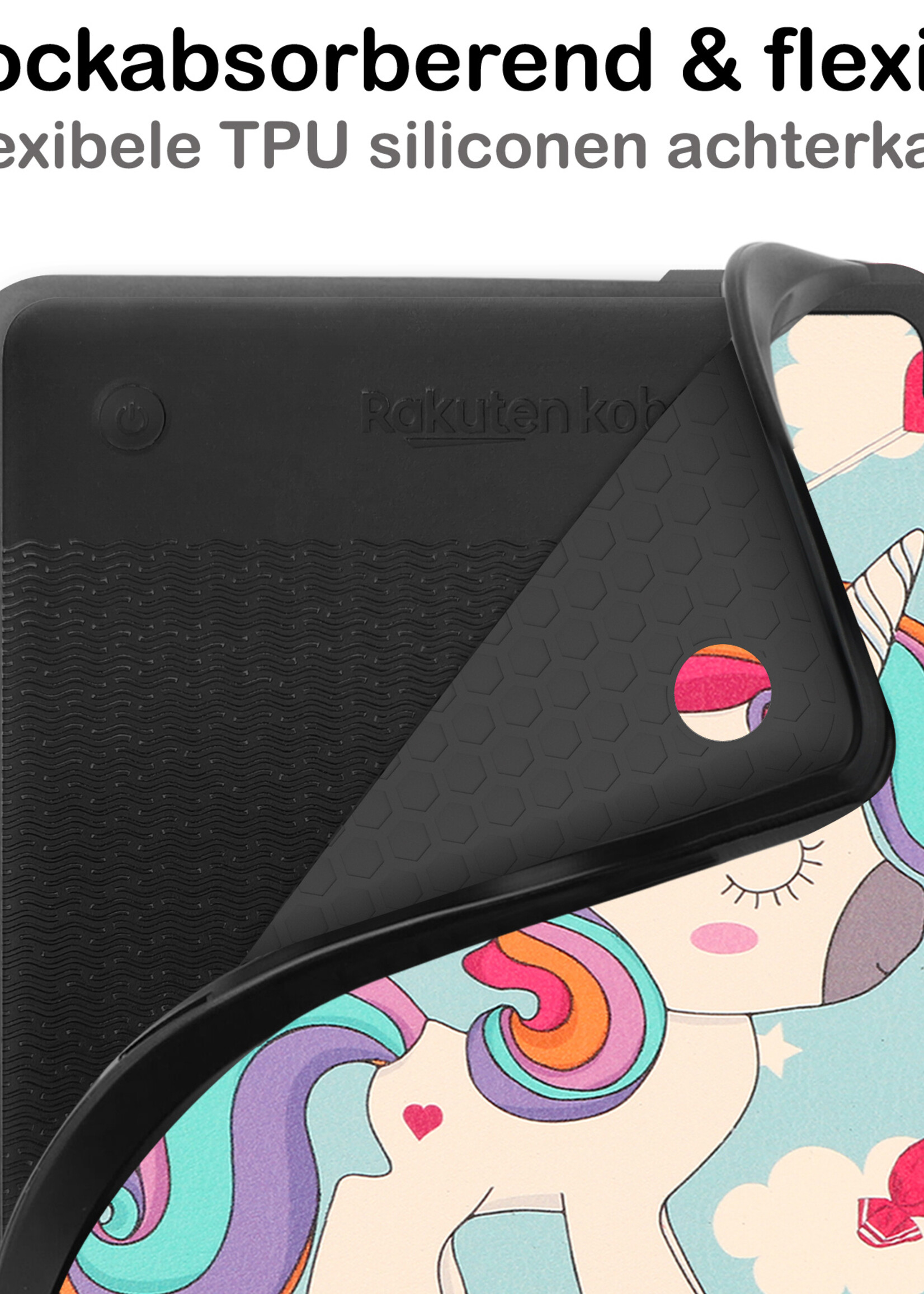 BTH Hoesje Geschikt voor Kobo Clara 2E Hoesje Luxe Bescherm Case Met Screenprotector - Hoes Geschikt voor Kobo Clara 2E Hoes Book Cover - Eenhoorn