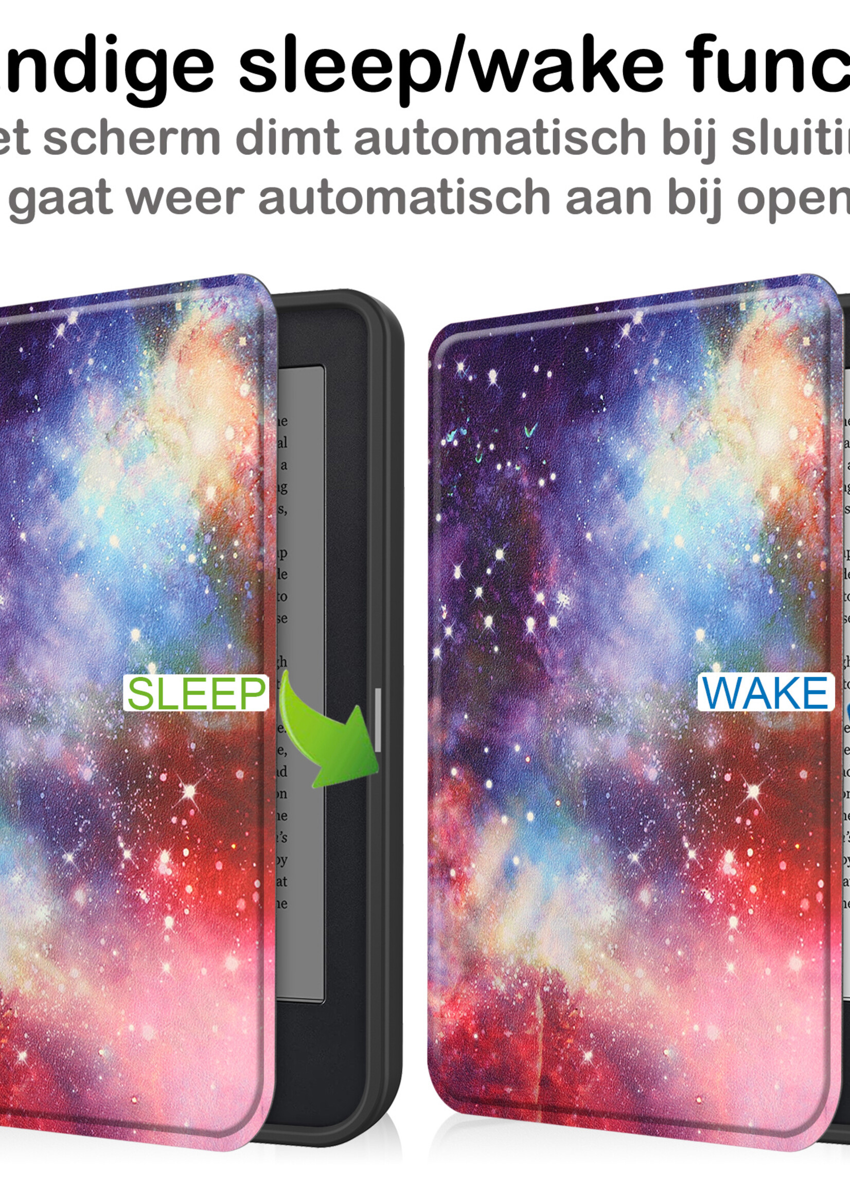 BTH Hoesje Geschikt voor Kobo Clara 2E Hoesje Luxe Bescherm Case Met Screenprotector - Hoes Geschikt voor Kobo Clara 2E Hoes Book Cover - Galaxy