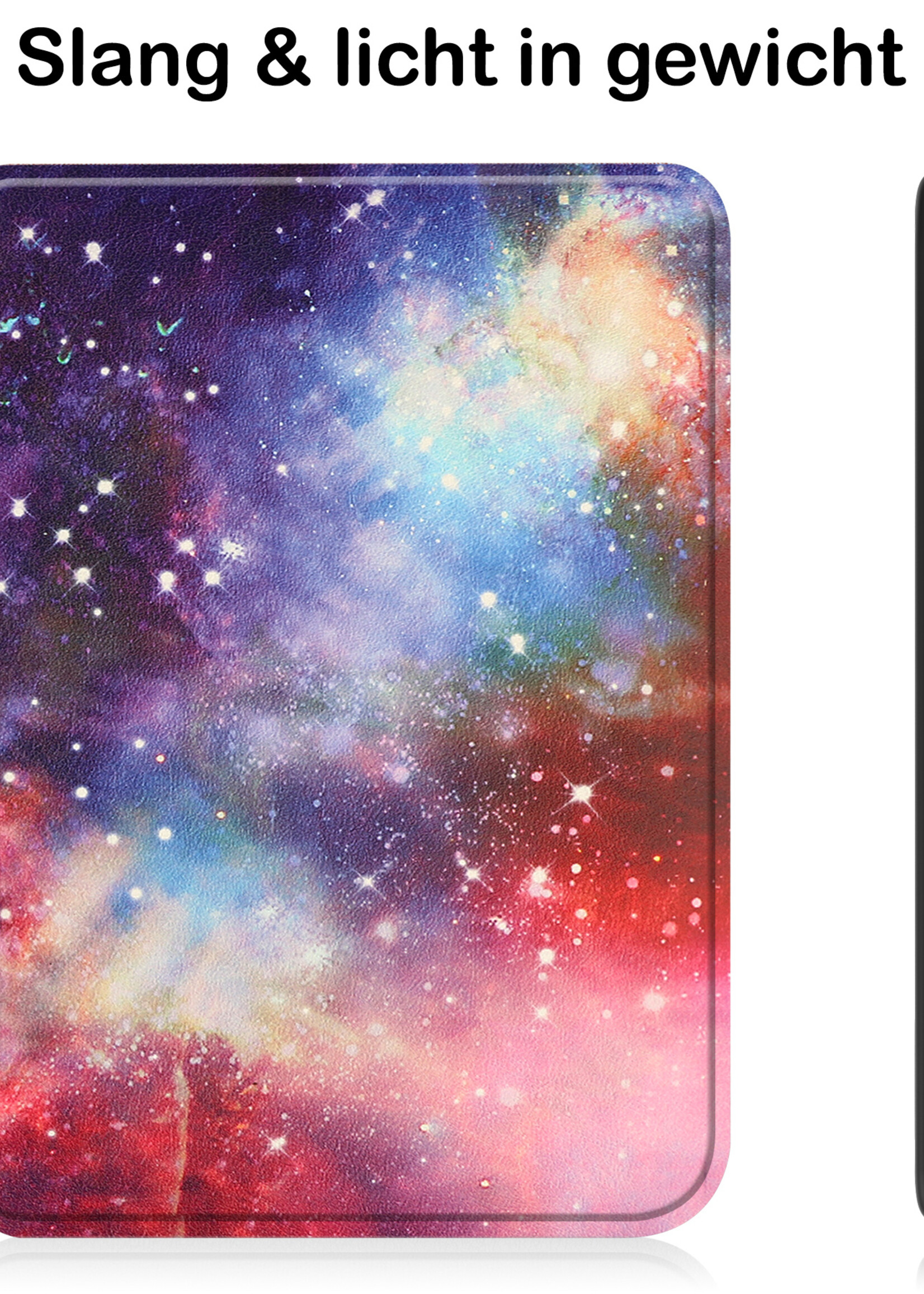 BTH Hoesje Geschikt voor Kobo Clara 2E Hoesje Luxe Bescherm Case Met Screenprotector - Hoes Geschikt voor Kobo Clara 2E Hoes Book Cover - Galaxy