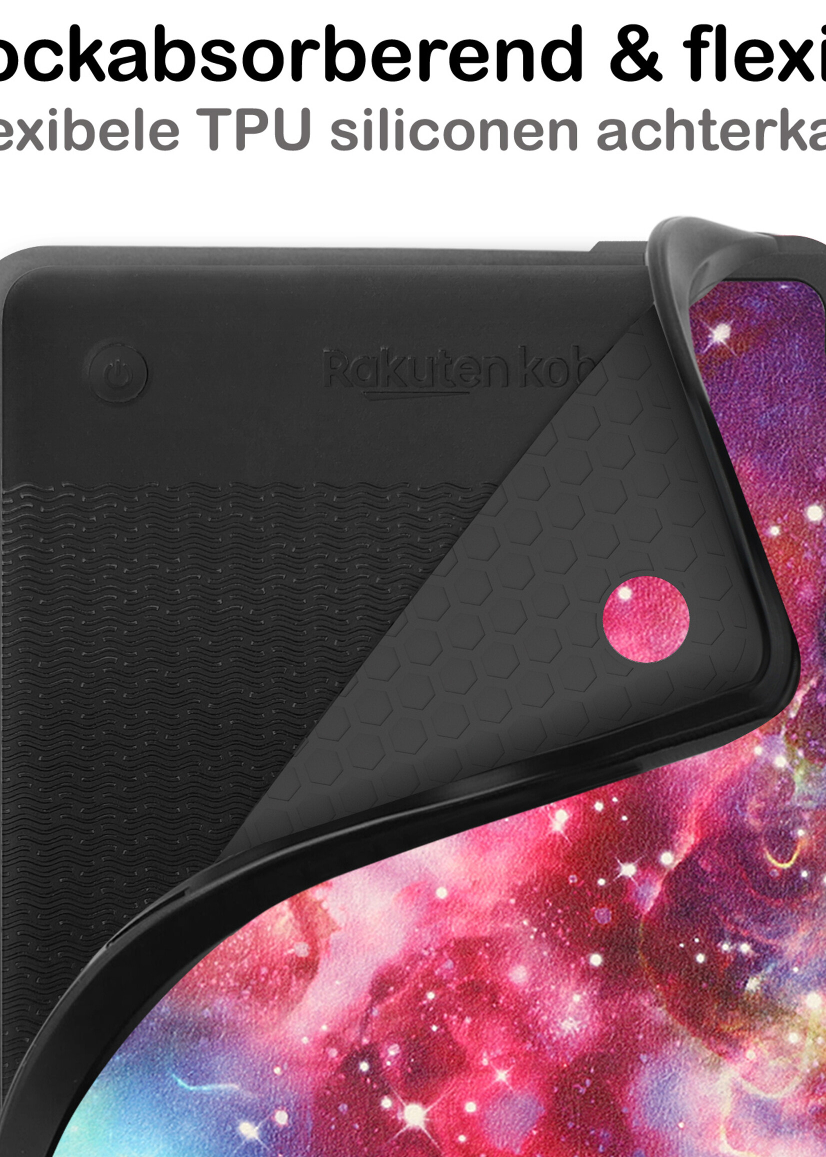 BTH Hoesje Geschikt voor Kobo Clara 2E Hoesje Luxe Bescherm Case Met Screenprotector - Hoes Geschikt voor Kobo Clara 2E Hoes Book Cover - Galaxy