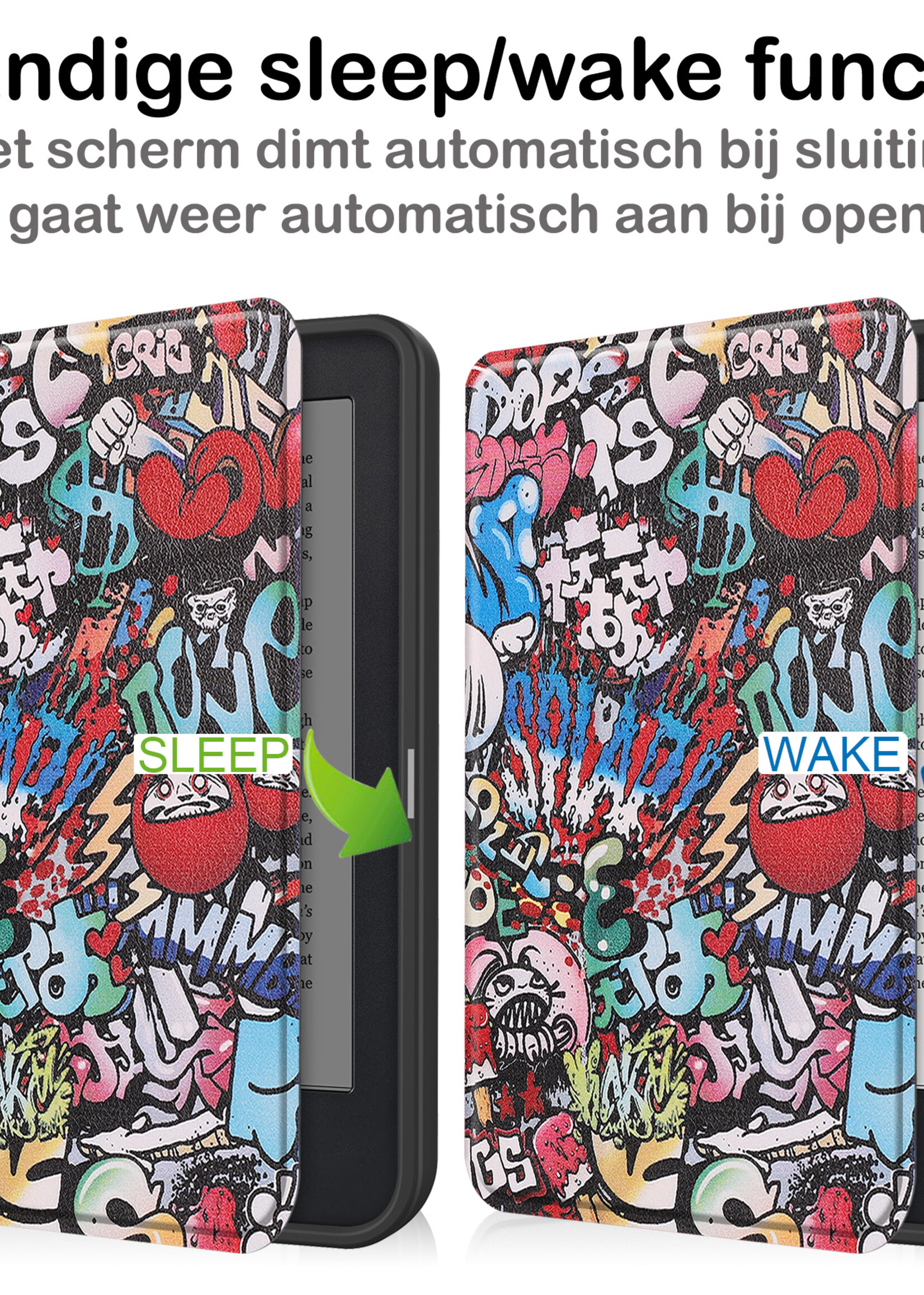 BTH Hoesje Geschikt voor Kobo Clara 2E Hoesje Luxe Bescherm Case Met Screenprotector - Hoes Geschikt voor Kobo Clara 2E Hoes Book Cover - Graffity