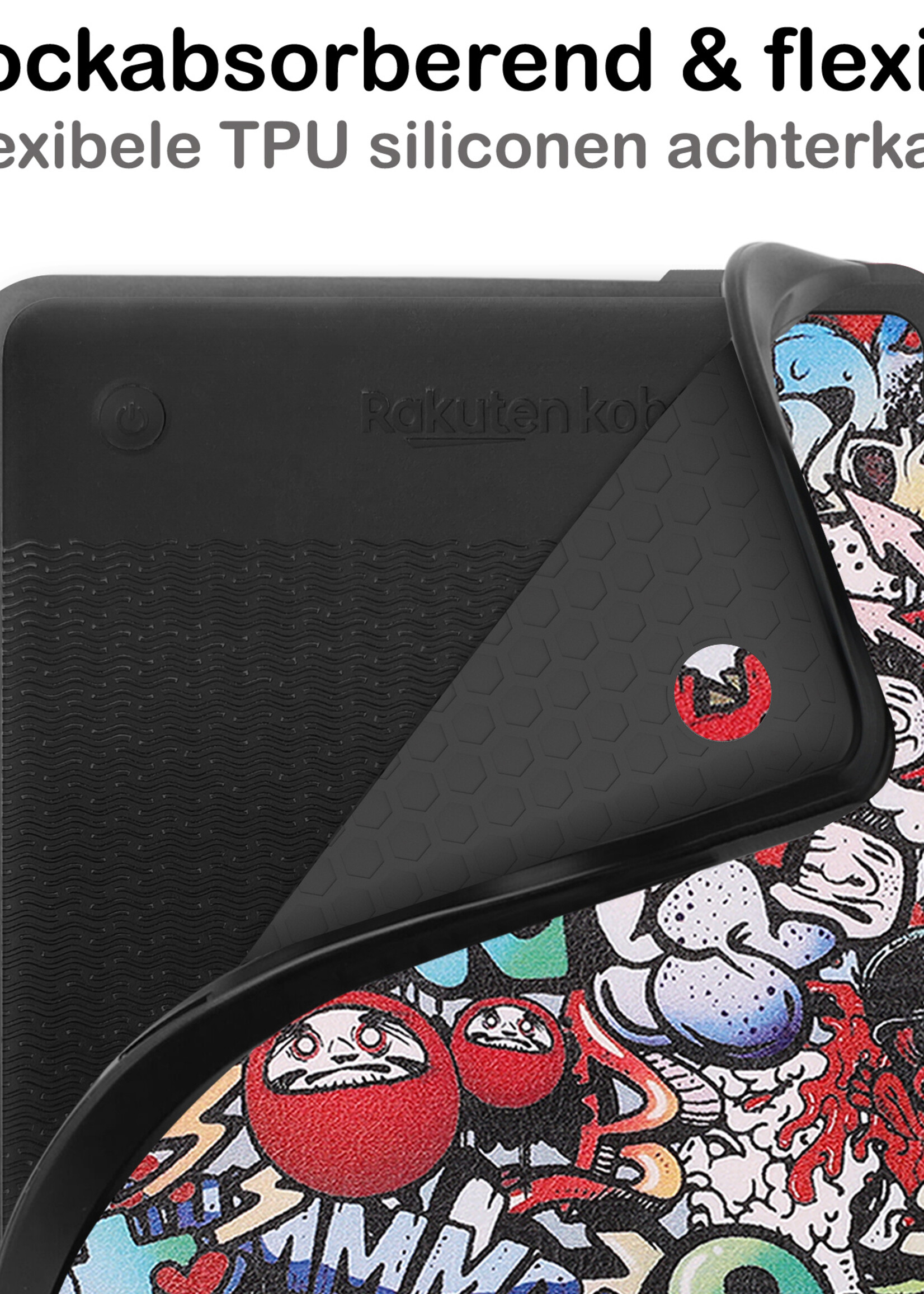 BTH Hoesje Geschikt voor Kobo Clara 2E Hoesje Luxe Bescherm Case Met Screenprotector - Hoes Geschikt voor Kobo Clara 2E Hoes Book Cover - Graffity