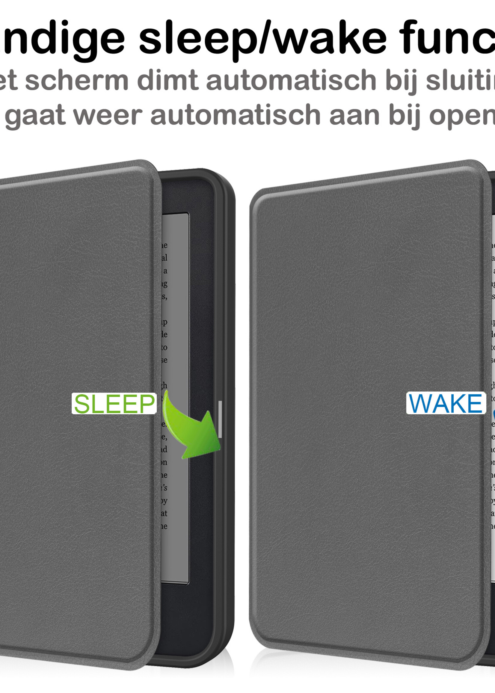 BTH Hoesje Geschikt voor Kobo Clara 2E Hoesje Luxe Bescherm Case Met Screenprotector - Hoes Geschikt voor Kobo Clara 2E Hoes Book Cover - Grijs