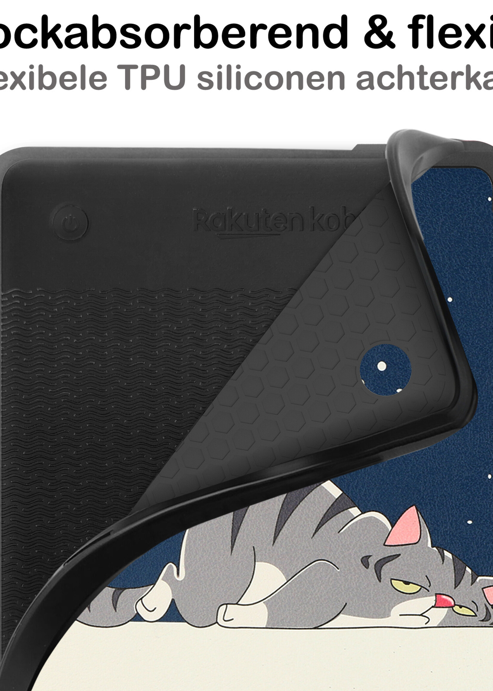 BTH Hoesje Geschikt voor Kobo Clara 2E Hoesje Luxe Bescherm Case Met Screenprotector - Hoes Geschikt voor Kobo Clara 2E Hoes Book Cover - Kat
