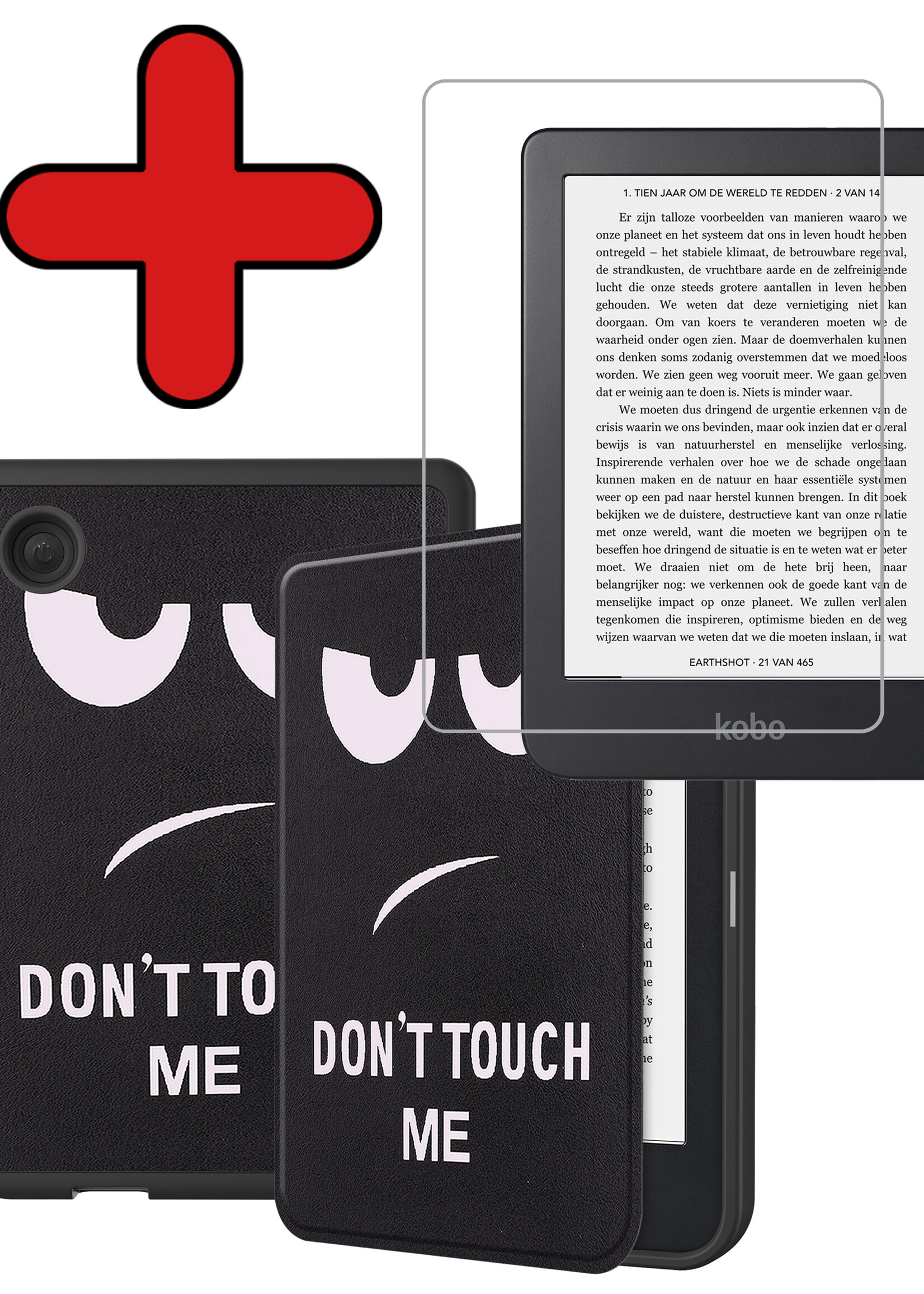 BTH Hoesje Geschikt voor Kobo Clara 2E Hoesje Luxe Bescherm Case Met Screenprotector - Hoes Geschikt voor Kobo Clara 2E Hoes Book Cover - Don't Touch Me