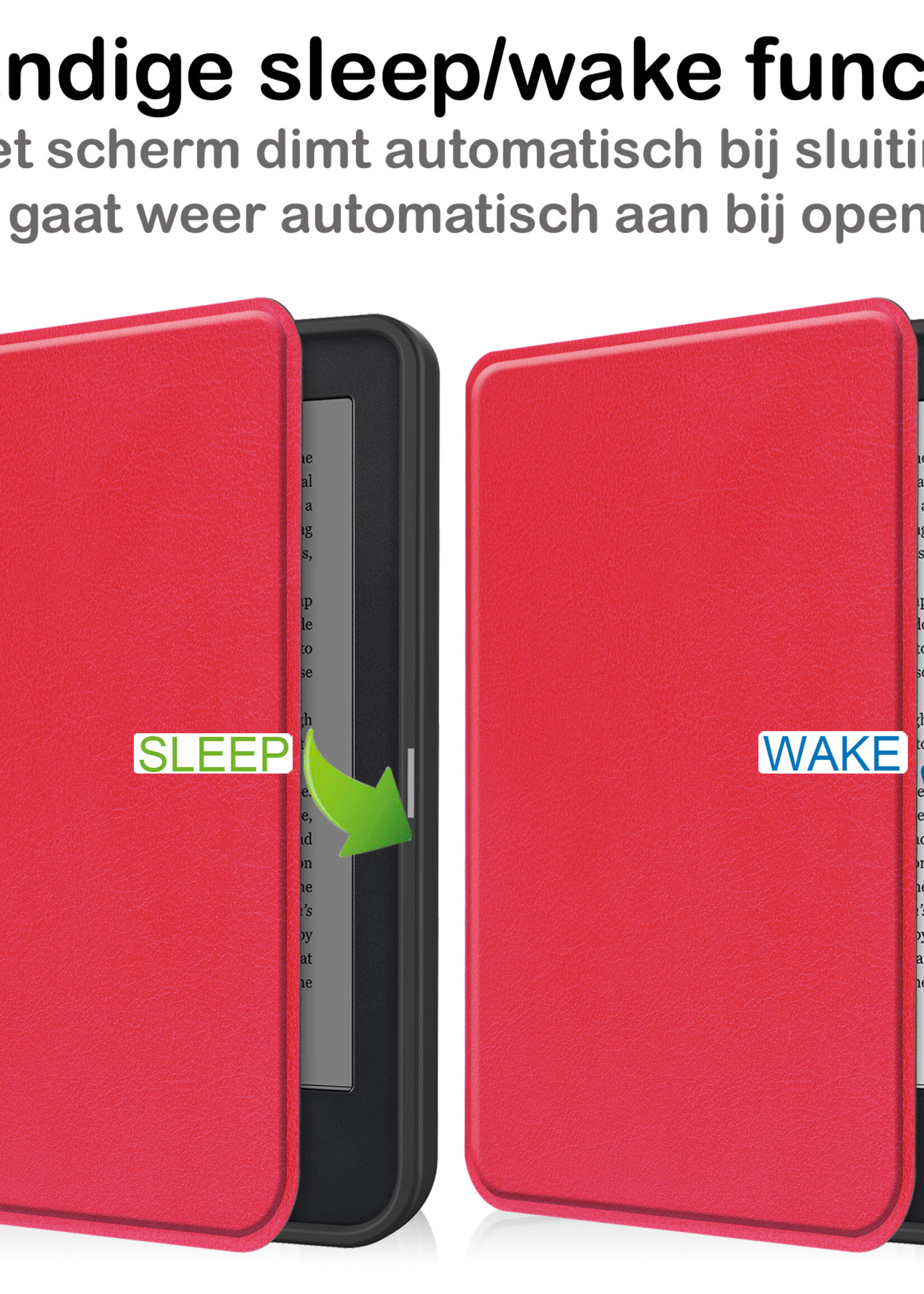 BTH Hoesje Geschikt voor Kobo Clara 2E Hoesje Luxe Bescherm Case Met Screenprotector - Hoes Geschikt voor Kobo Clara 2E Hoes Book Cover - Rood