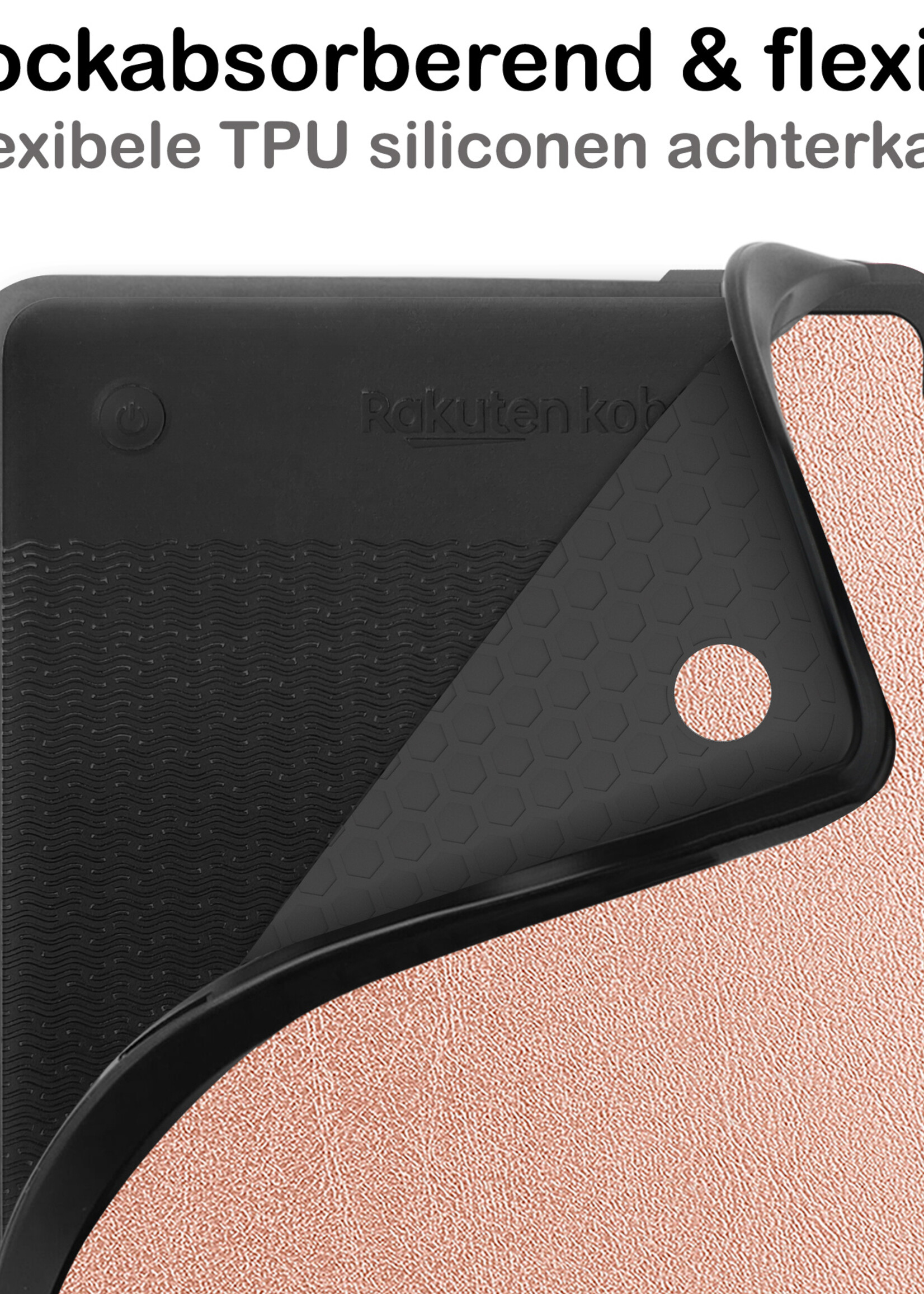 BTH Hoesje Geschikt voor Kobo Clara 2E Hoesje Luxe Bescherm Case Met Screenprotector - Hoes Geschikt voor Kobo Clara 2E Hoes Book Cover - Rosé Goud