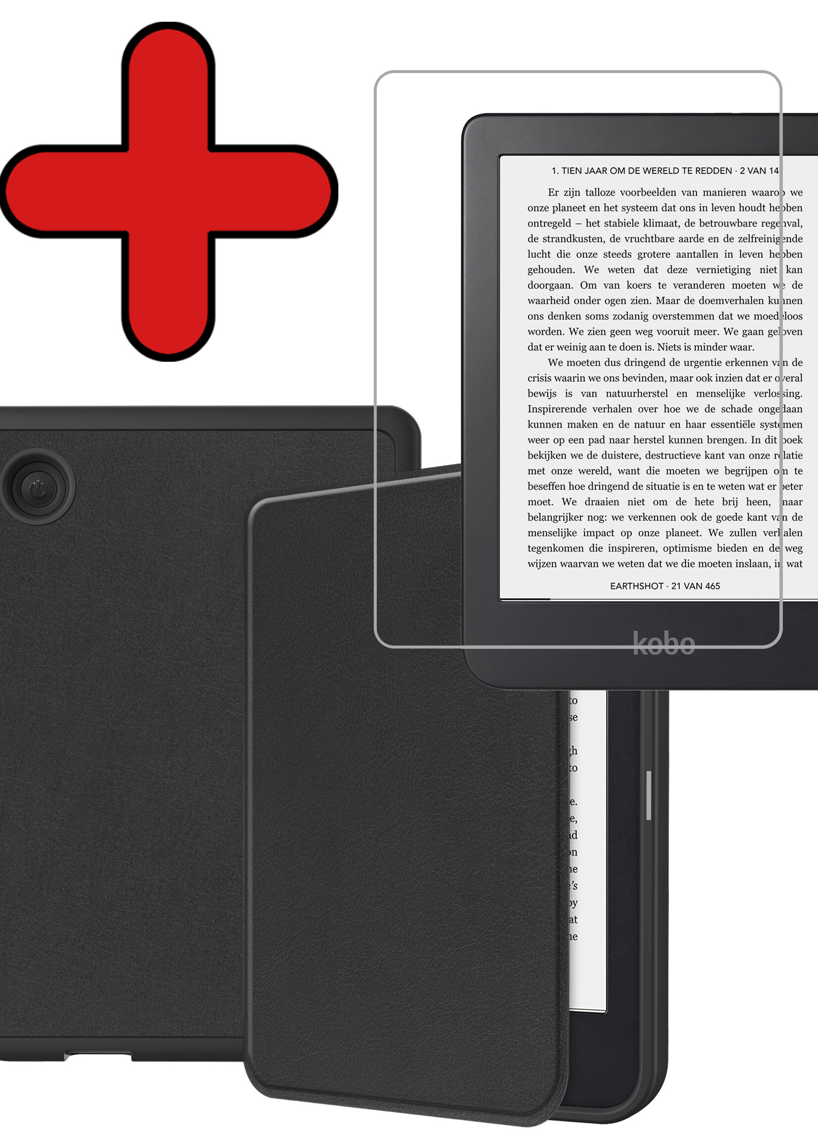BTH Hoesje Geschikt voor Kobo Clara 2E Hoesje Luxe Bescherm Case Met Screenprotector - Hoes Geschikt voor Kobo Clara 2E Hoes Book Cover - Zwart