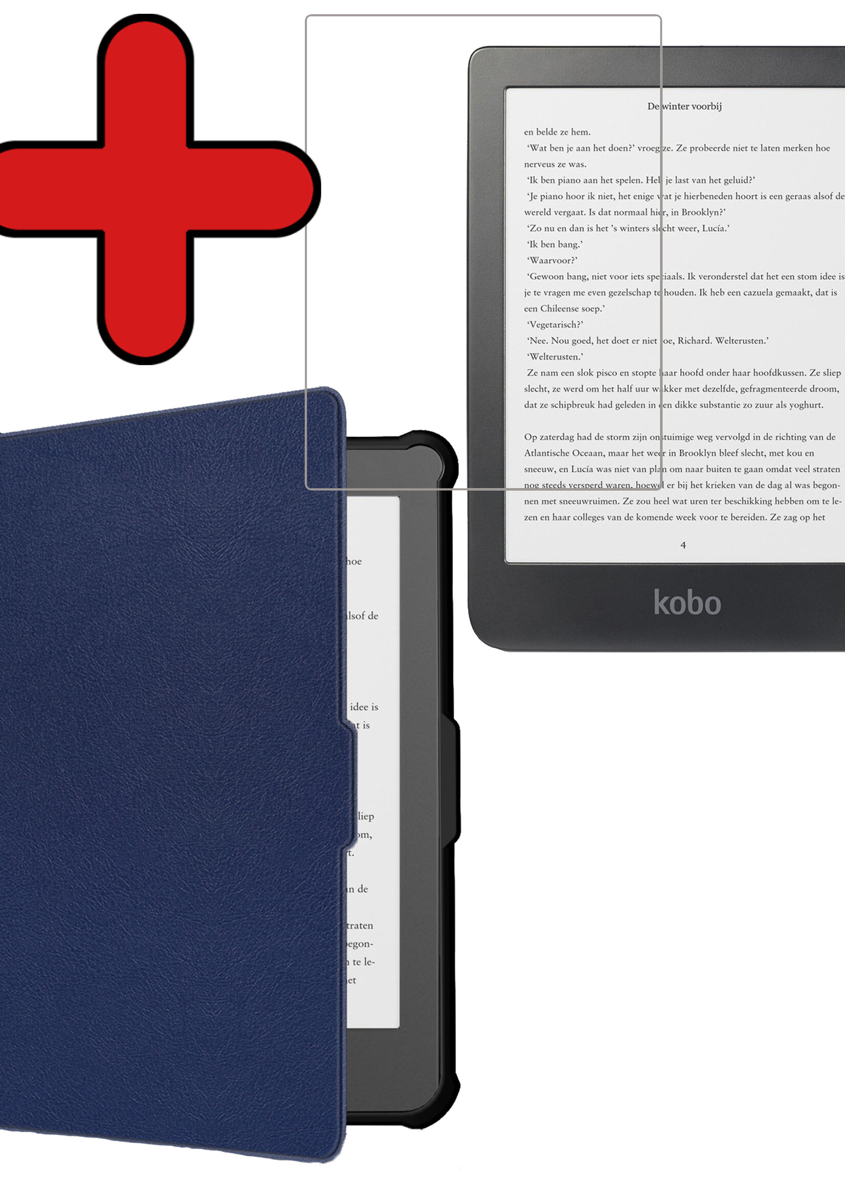 BTH Hoesje Geschikt voor Kobo Clara HD Hoesje Luxe Bescherm Case Met Screenprotector - Hoes Geschikt voor Kobo Clara HD Hoes Book Cover - Donkerblauw