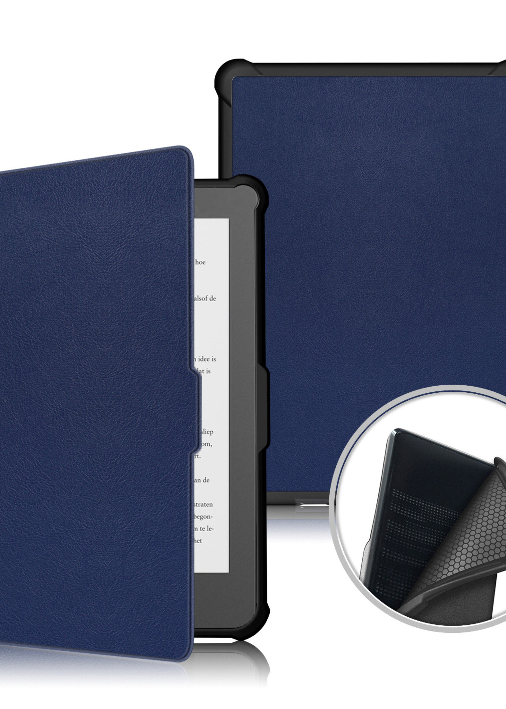 BTH Hoesje Geschikt voor Kobo Clara HD Hoesje Luxe Bescherm Case Met Screenprotector - Hoes Geschikt voor Kobo Clara HD Hoes Book Cover - Donkerblauw
