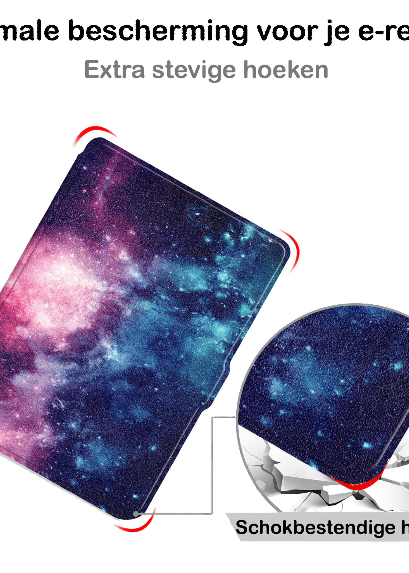 BTH Hoesje Geschikt voor Kobo Clara HD Hoesje Luxe Bescherm Case Met Screenprotector - Hoes Geschikt voor Kobo Clara HD Hoes Book Cover - Galaxy