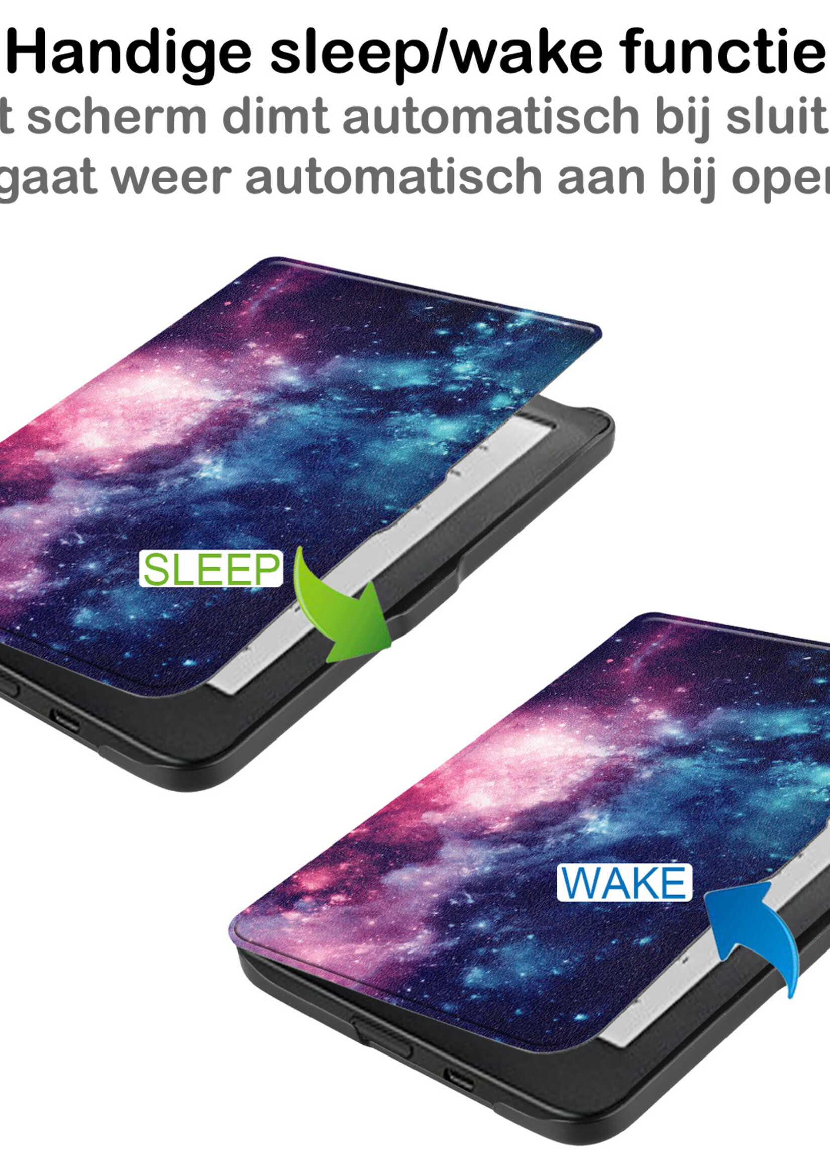 BTH Hoesje Geschikt voor Kobo Clara HD Hoesje Luxe Bescherm Case Met Screenprotector - Hoes Geschikt voor Kobo Clara HD Hoes Book Cover - Galaxy