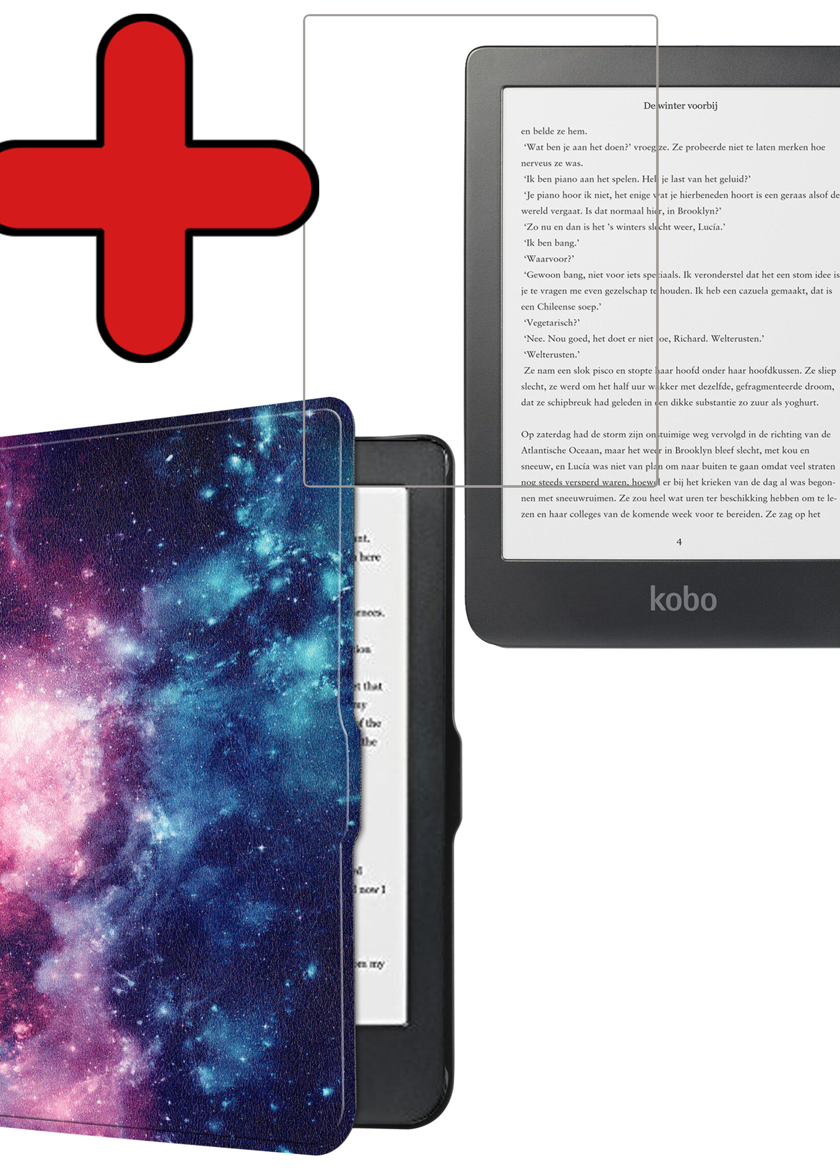 BTH Hoesje Geschikt voor Kobo Clara HD Hoesje Luxe Bescherm Case Met Screenprotector - Hoes Geschikt voor Kobo Clara HD Hoes Book Cover - Galaxy