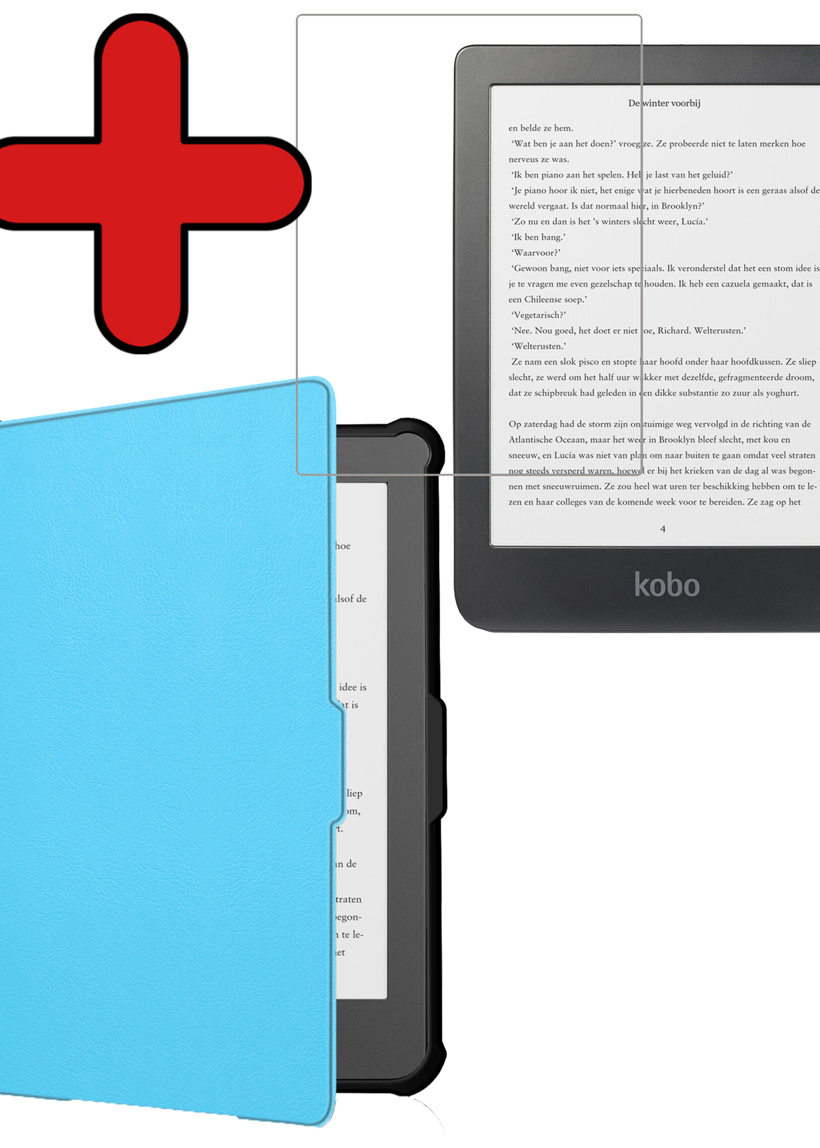 BTH Hoesje Geschikt voor Kobo Clara HD Hoesje Luxe Bescherm Case Met Screenprotector - Hoes Geschikt voor Kobo Clara HD Hoes Book Cover - Lichtblauw