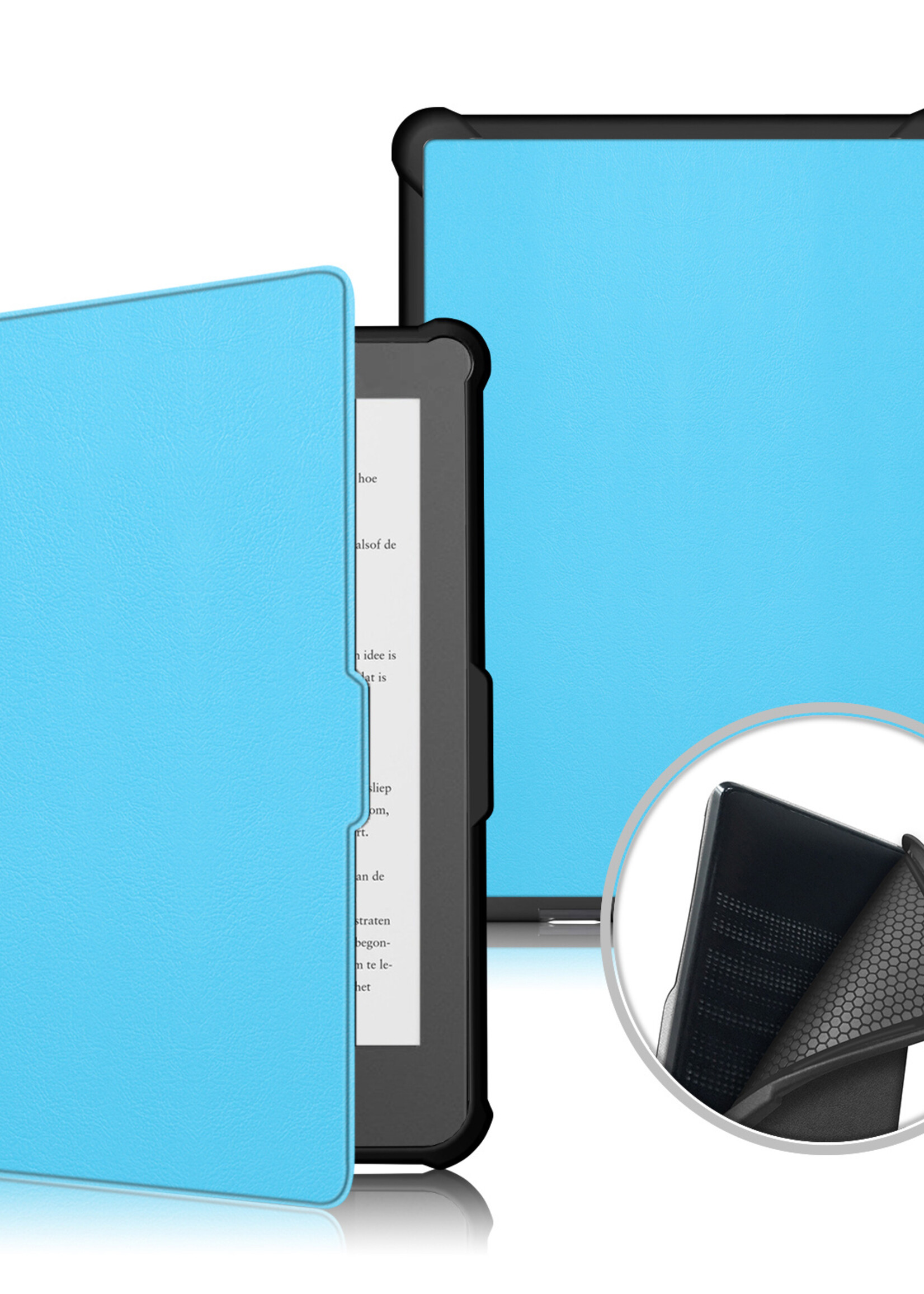 BTH Hoesje Geschikt voor Kobo Clara HD Hoesje Luxe Bescherm Case Met Screenprotector - Hoes Geschikt voor Kobo Clara HD Hoes Book Cover - Lichtblauw