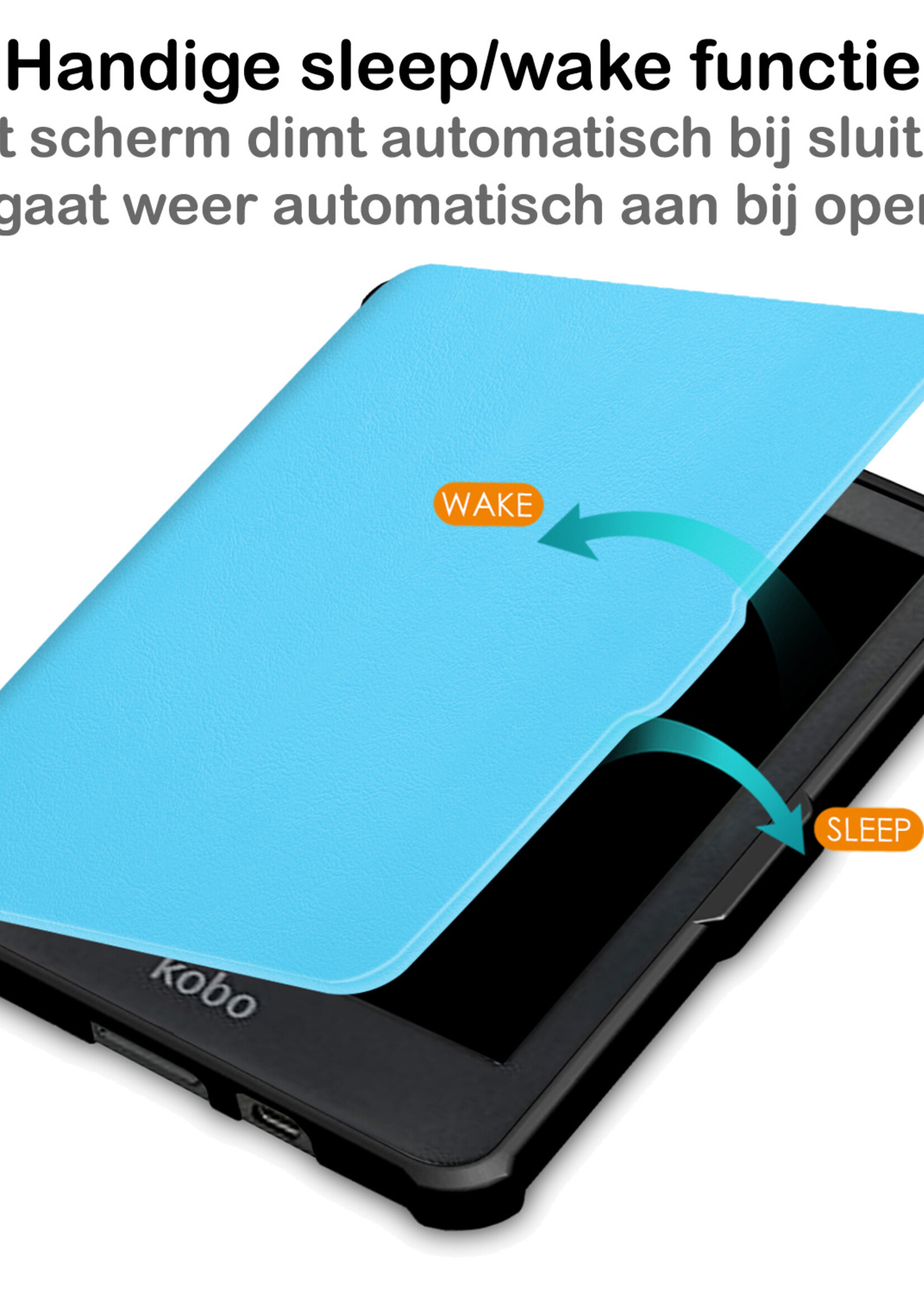 BTH Hoesje Geschikt voor Kobo Clara HD Hoesje Luxe Bescherm Case Met Screenprotector - Hoes Geschikt voor Kobo Clara HD Hoes Book Cover - Lichtblauw