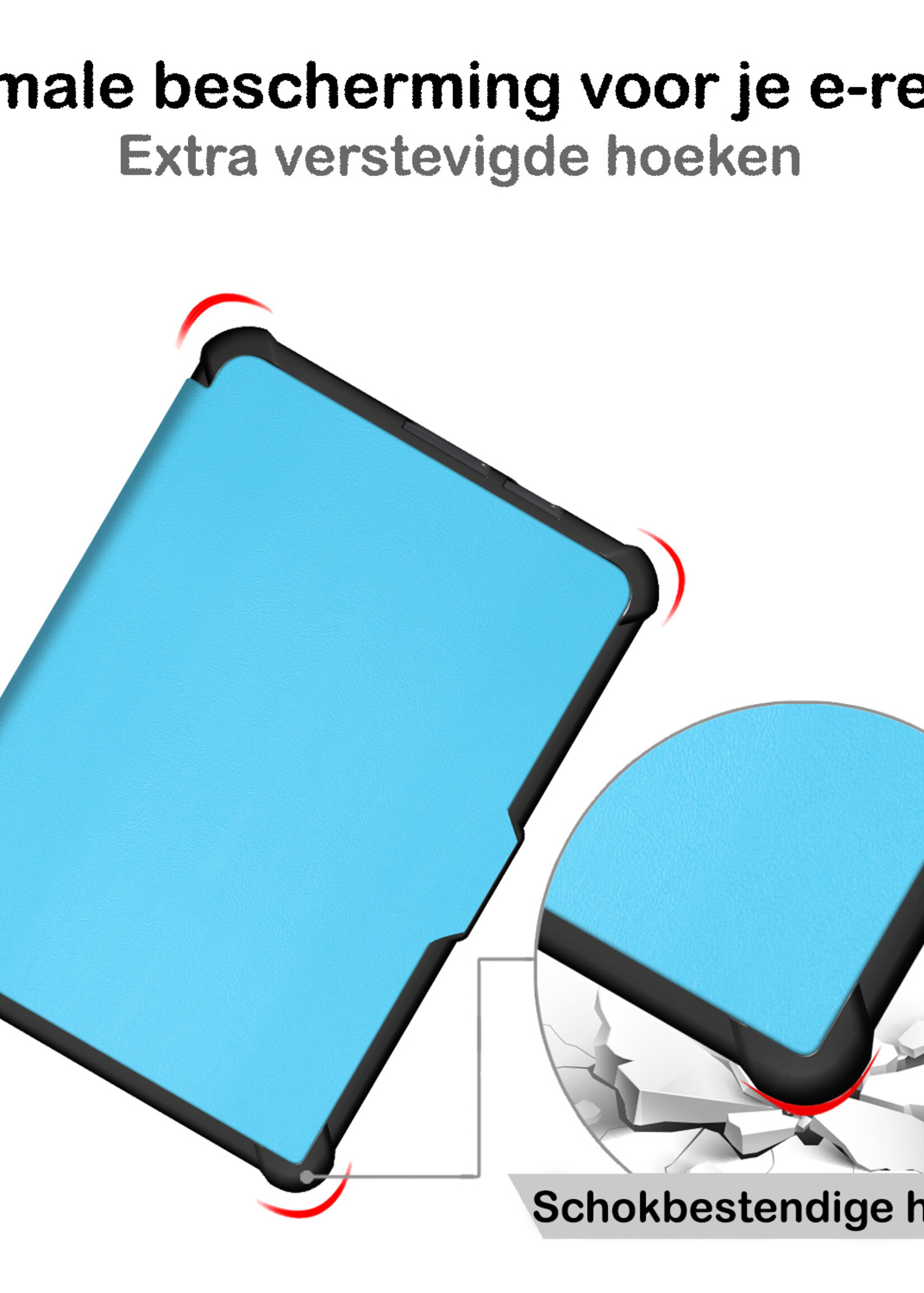 BTH Hoesje Geschikt voor Kobo Clara HD Hoesje Luxe Bescherm Case Met Screenprotector - Hoes Geschikt voor Kobo Clara HD Hoes Book Cover - Lichtblauw