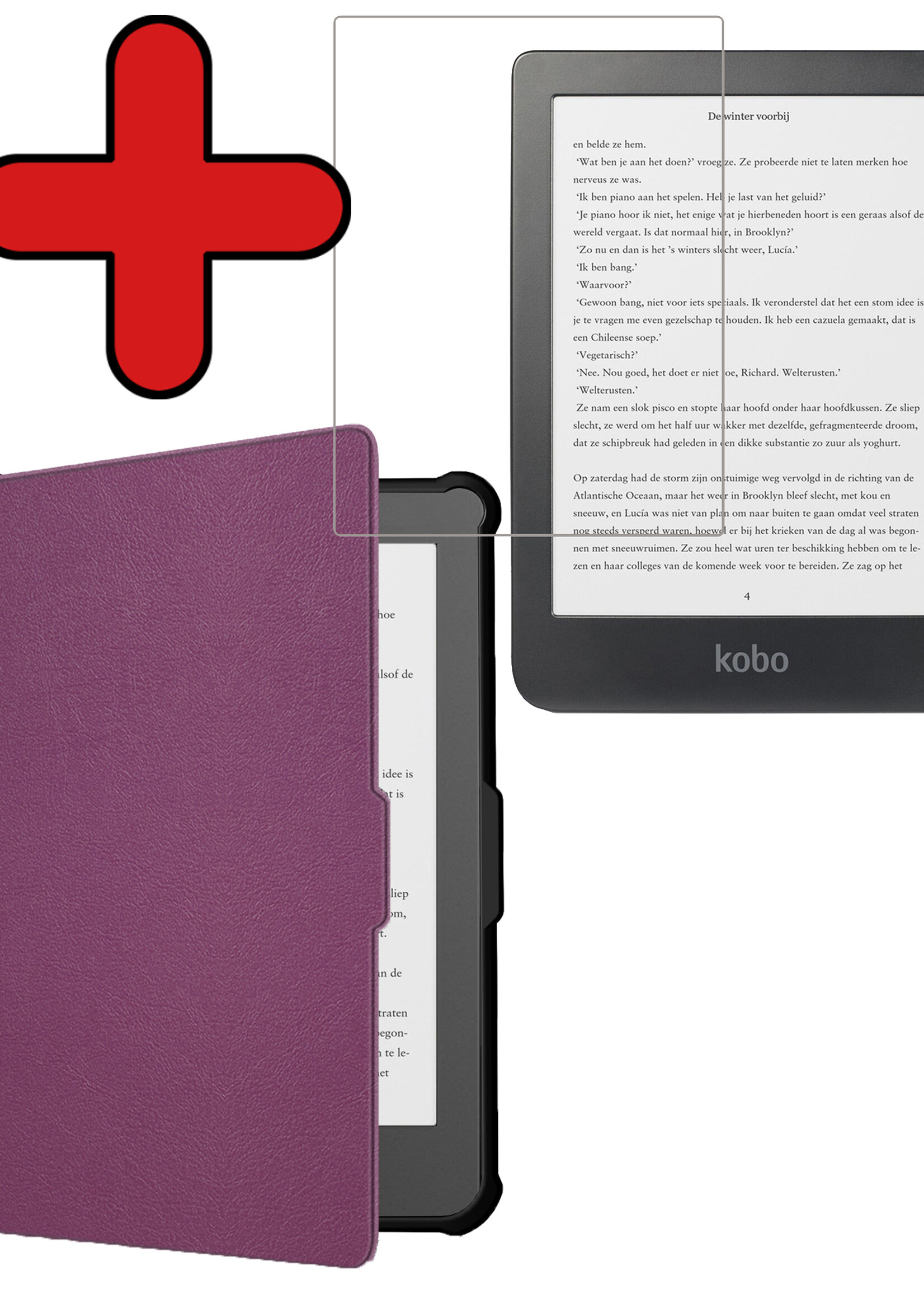 BTH Hoesje Geschikt voor Kobo Clara HD Hoesje Luxe Bescherm Case Met Screenprotector - Hoes Geschikt voor Kobo Clara HD Hoes Book Cover - Paars