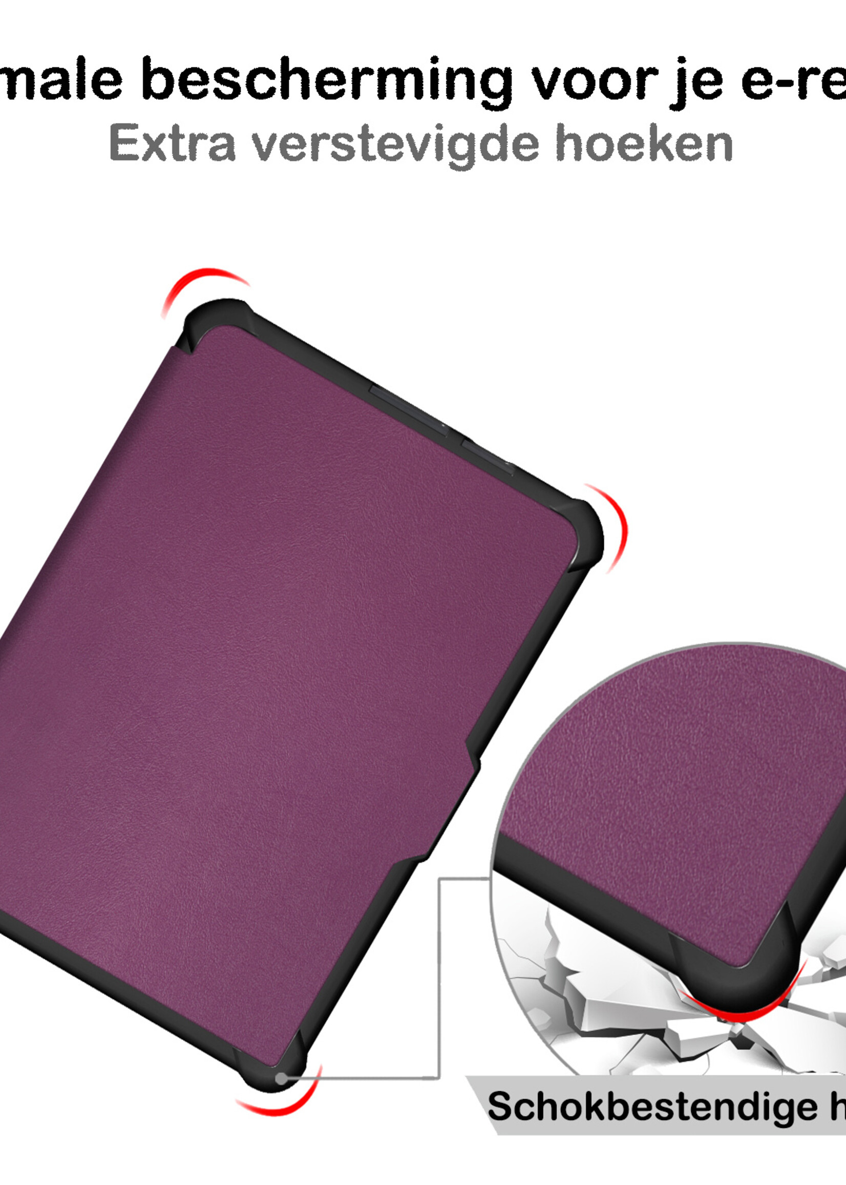 BTH Hoesje Geschikt voor Kobo Clara HD Hoesje Luxe Bescherm Case Met Screenprotector - Hoes Geschikt voor Kobo Clara HD Hoes Book Cover - Paars