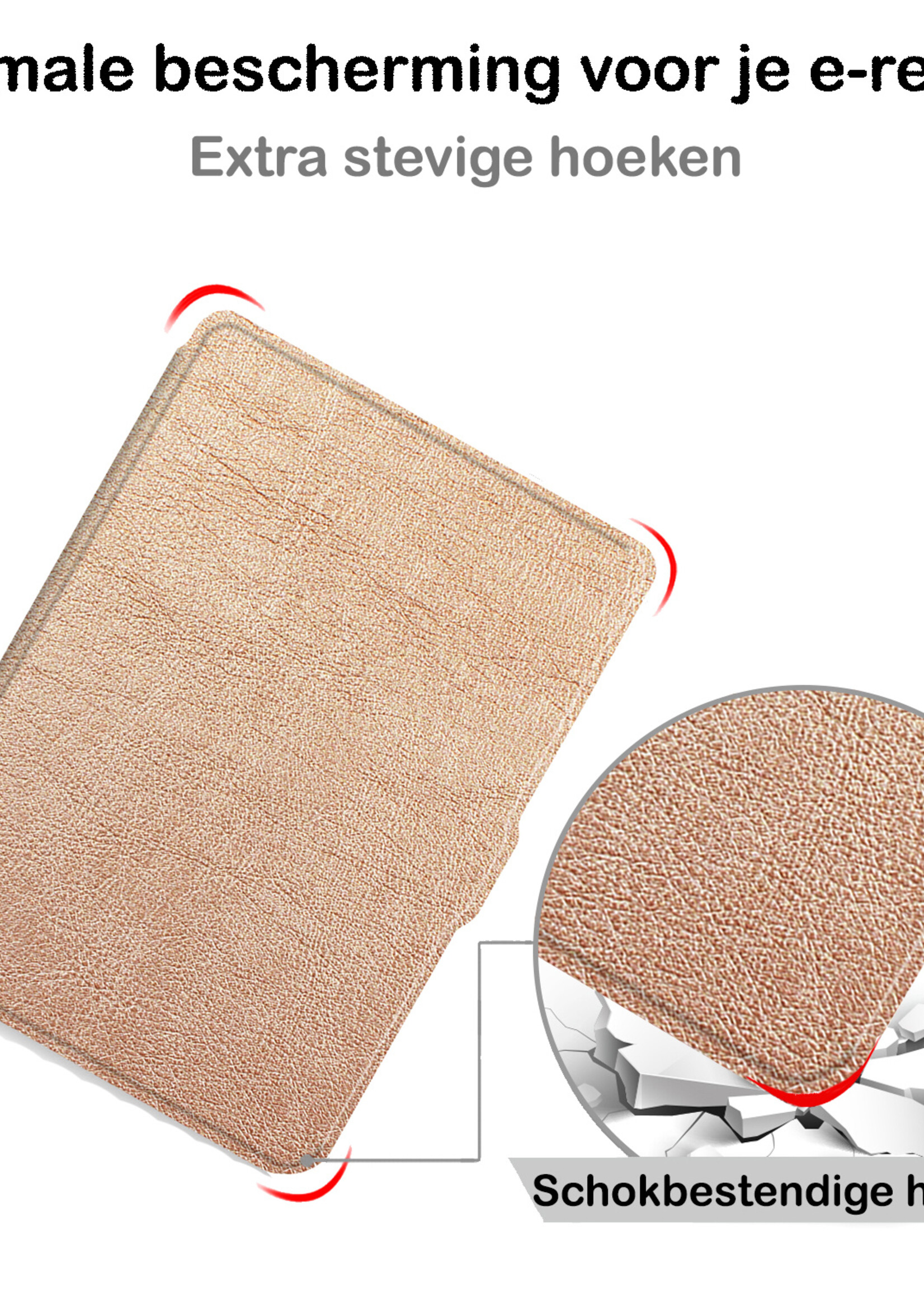 BTH Hoesje Geschikt voor Kobo Clara HD Hoesje Luxe Bescherm Case Met Screenprotector - Hoes Geschikt voor Kobo Clara HD Hoes Book Cover - Rosé Goud